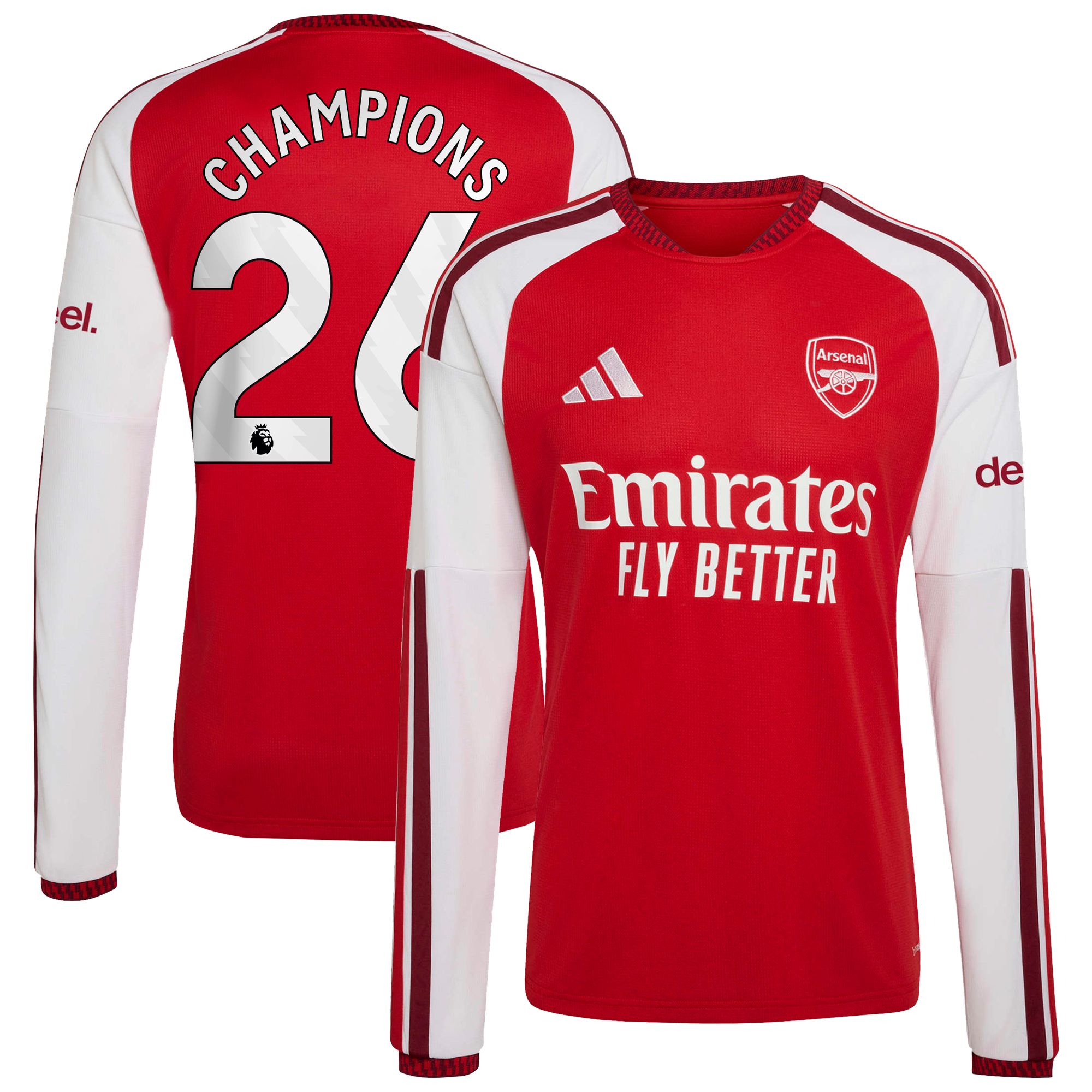 Maillot Domicile manches longues Arsenal adidas 2025-27 avec flocage Champions 26