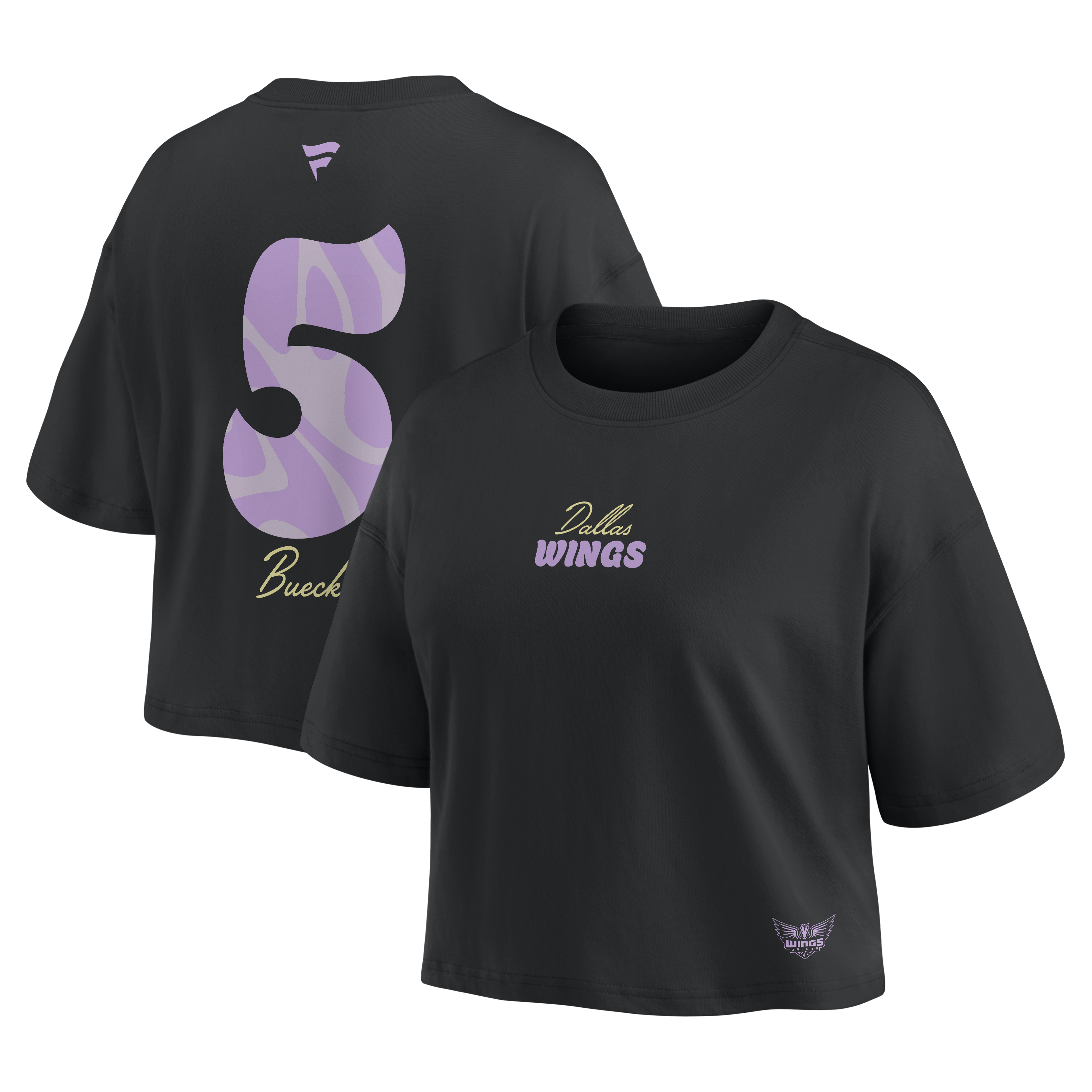 Women's Fanatics Paige Bueckers Black Dallas Wings Name & Number Cropped Top