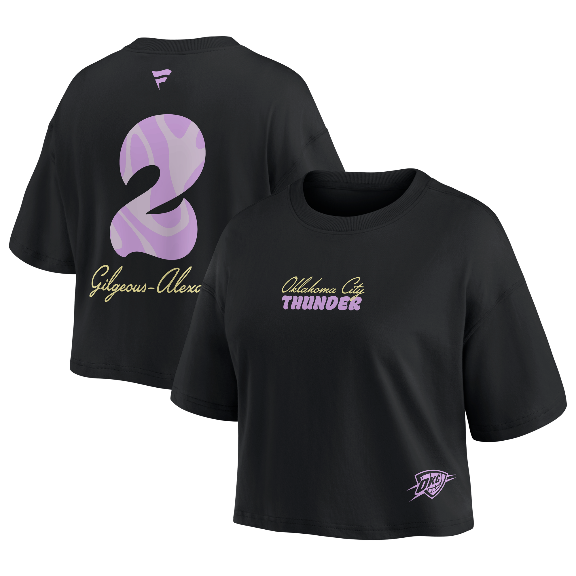 Women's Fanatics Shai Gilgeous-Alexander Black Oklahoma City Thunder Name & Number Cropped Top