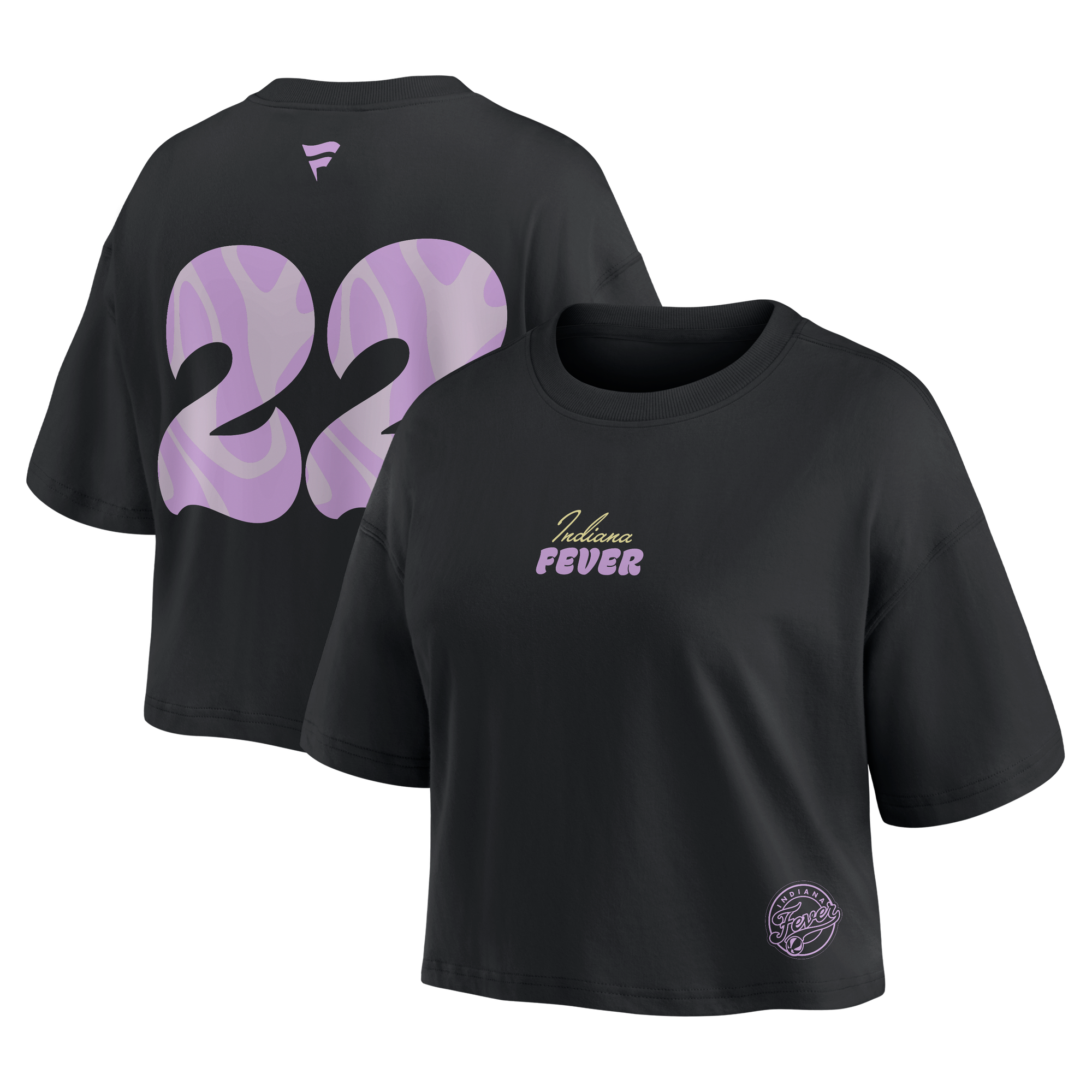 Women's Fanatics Caitlin Clark Black Indiana Fever Name & Number Cropped Top