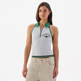 Women's Heather Gray Philadelphia Eagles Collared Halter Top