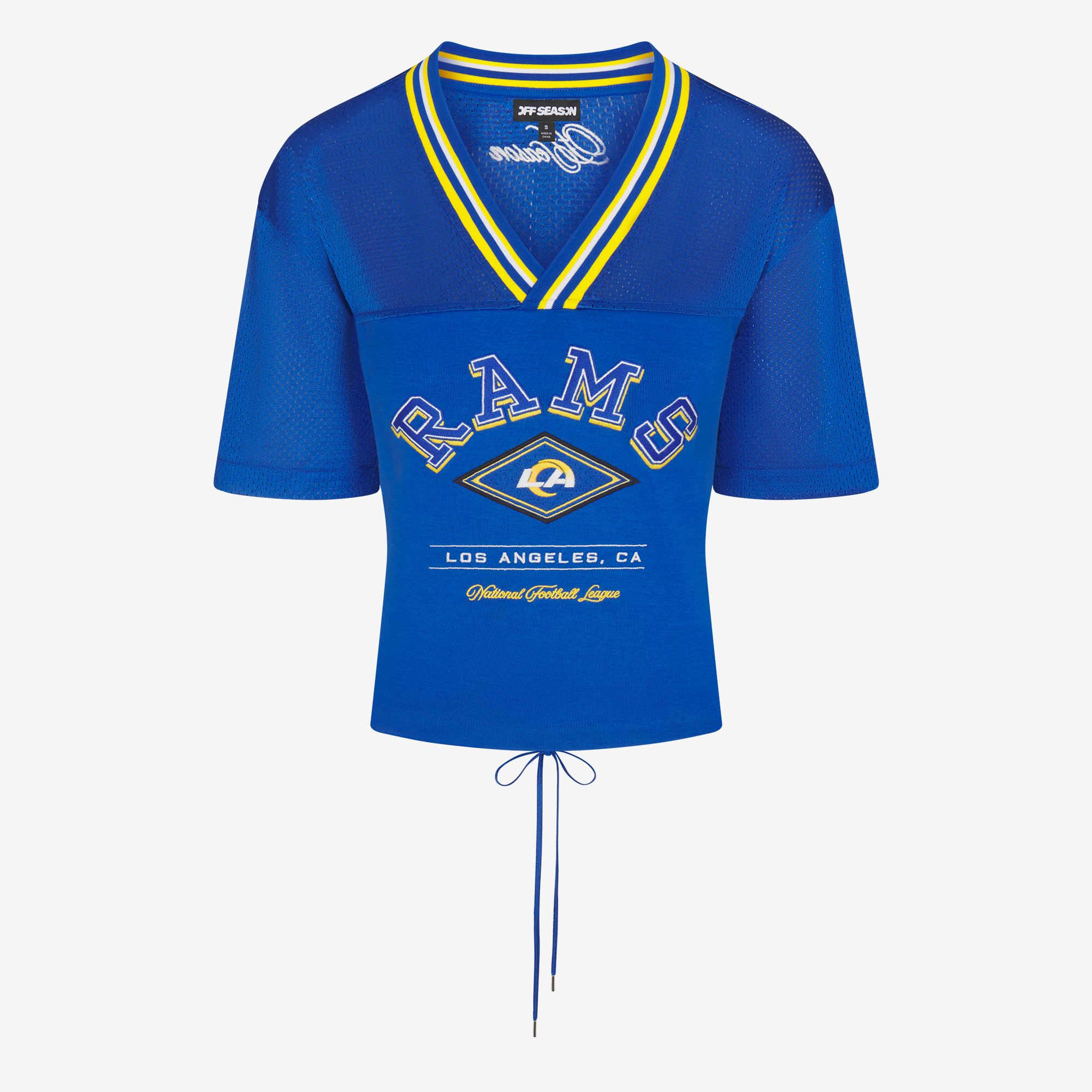 Women's Royal Los Angeles Rams Lace-Back V-Neck T-Shirt