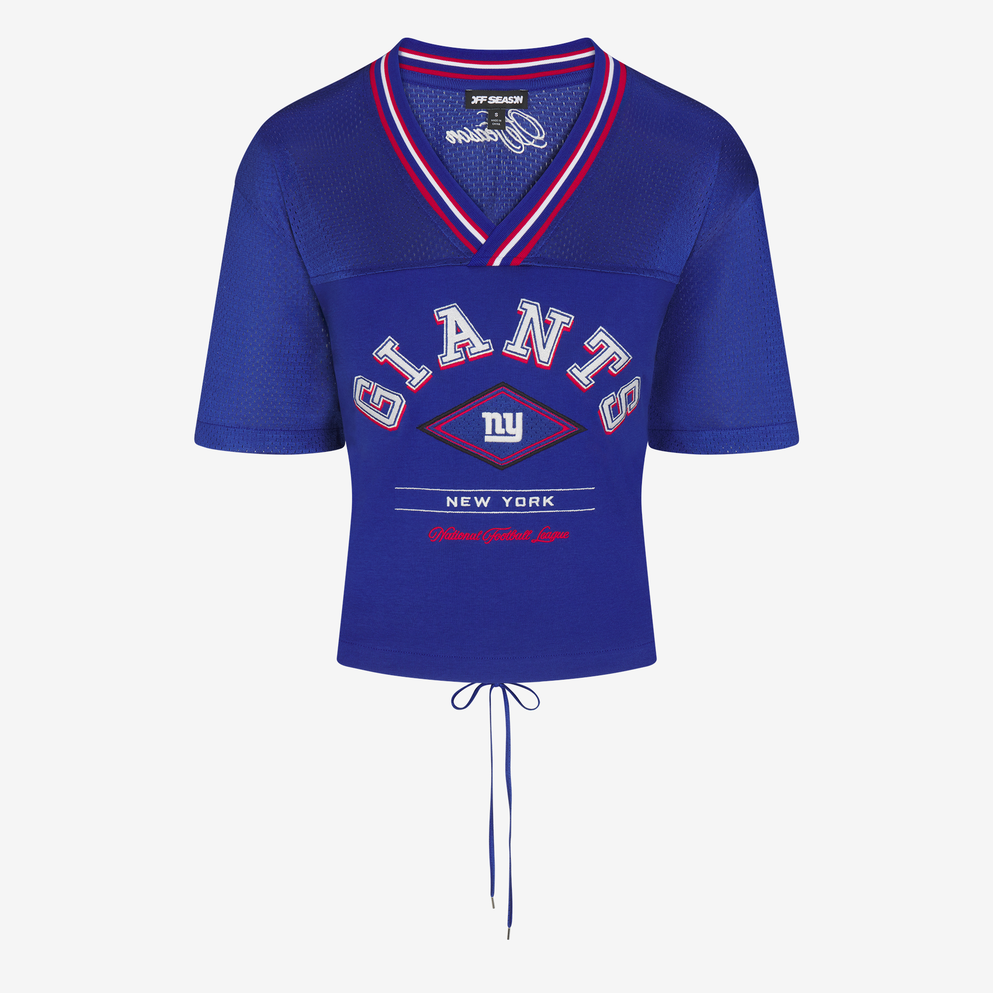 Women's Royal New York Giants Lace-Back V-Neck T-Shirt
