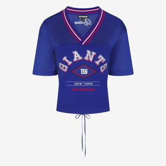 Women's Royal New York Giants Lace-Back V-Neck T-Shirt
