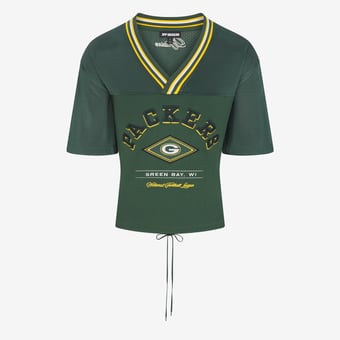 Women's Green Green Bay Packers Lace-Back V-Neck T-Shirt