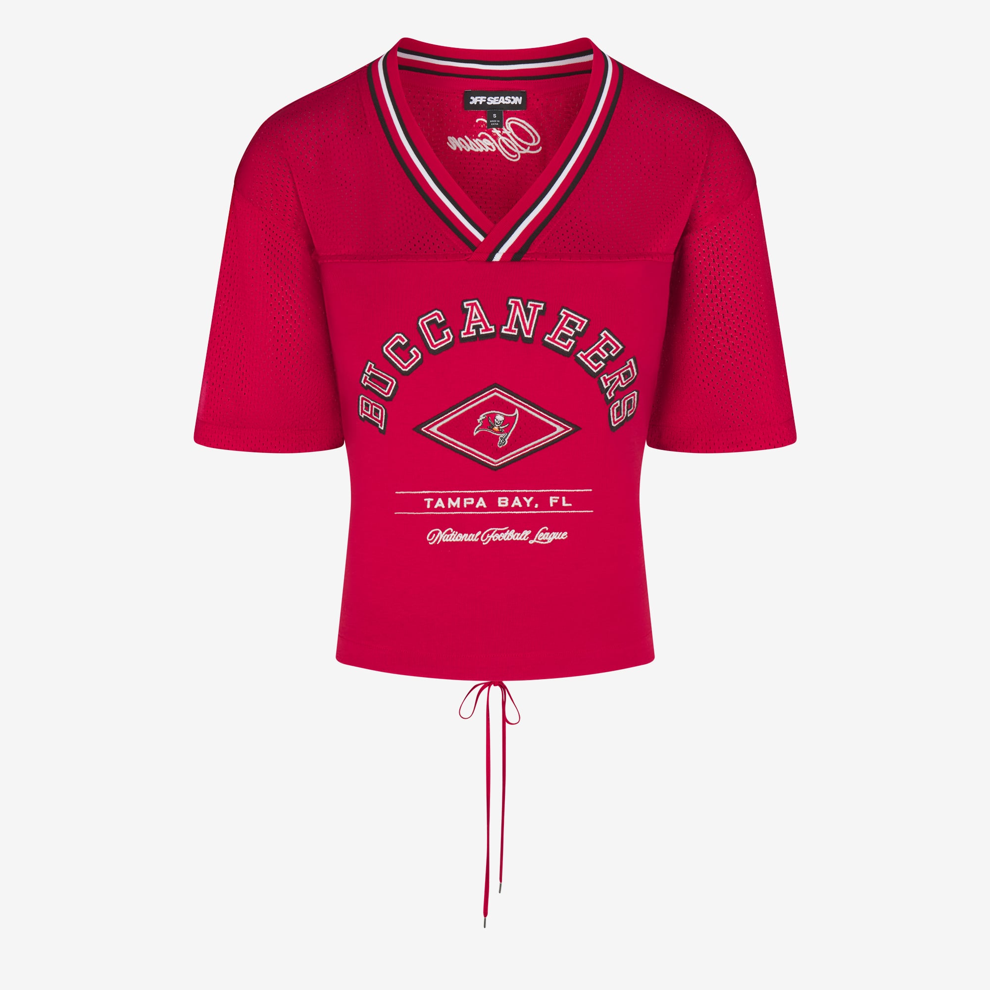 T-shirt rouge Tampa Bay Buccaneers pour femmes, col en V et dos lacé