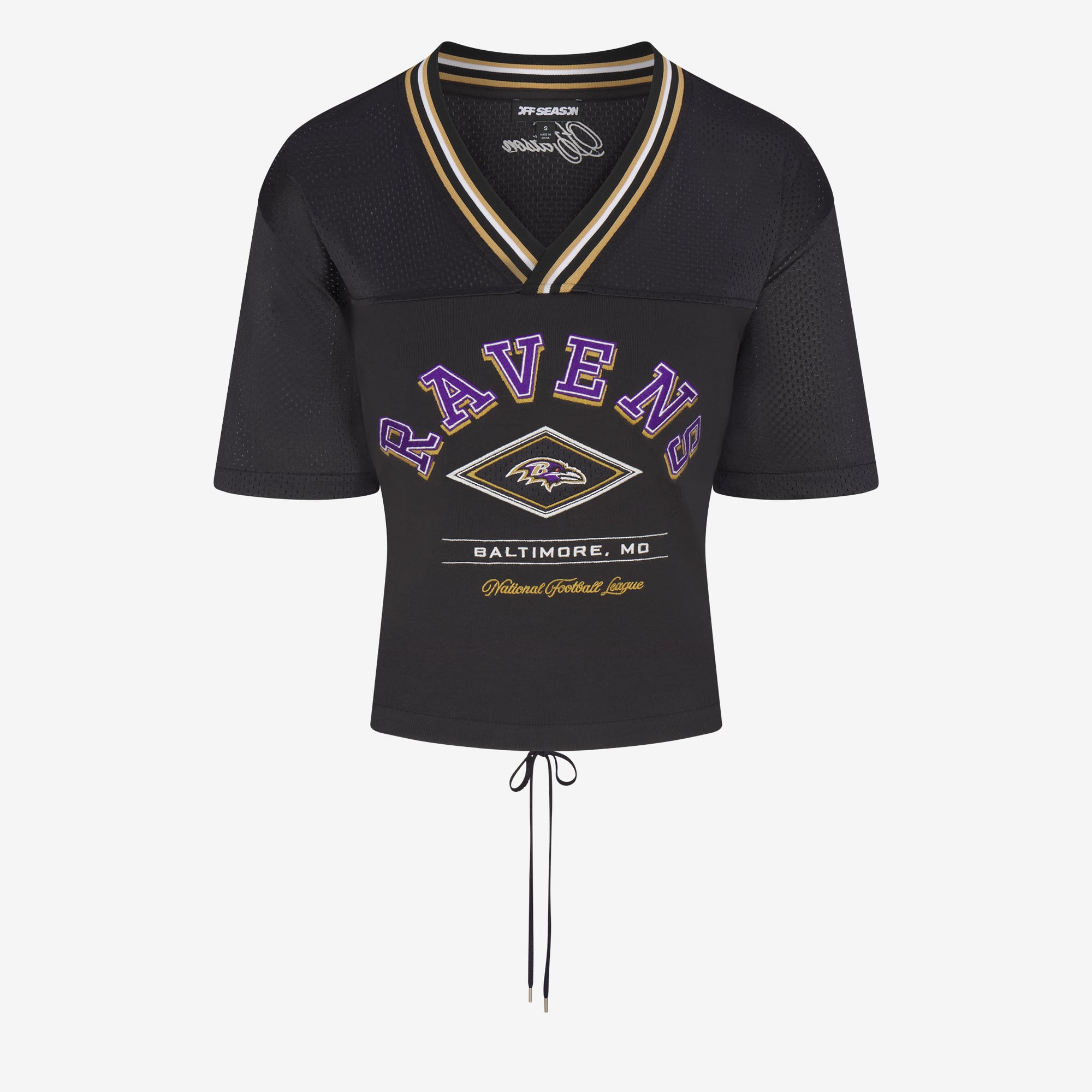 T-shirt noir pour femme Baltimore Ravens à col en V et dos en dentelle