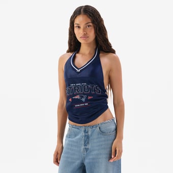 Women's Navy New England Patriots Jersey Halter Top