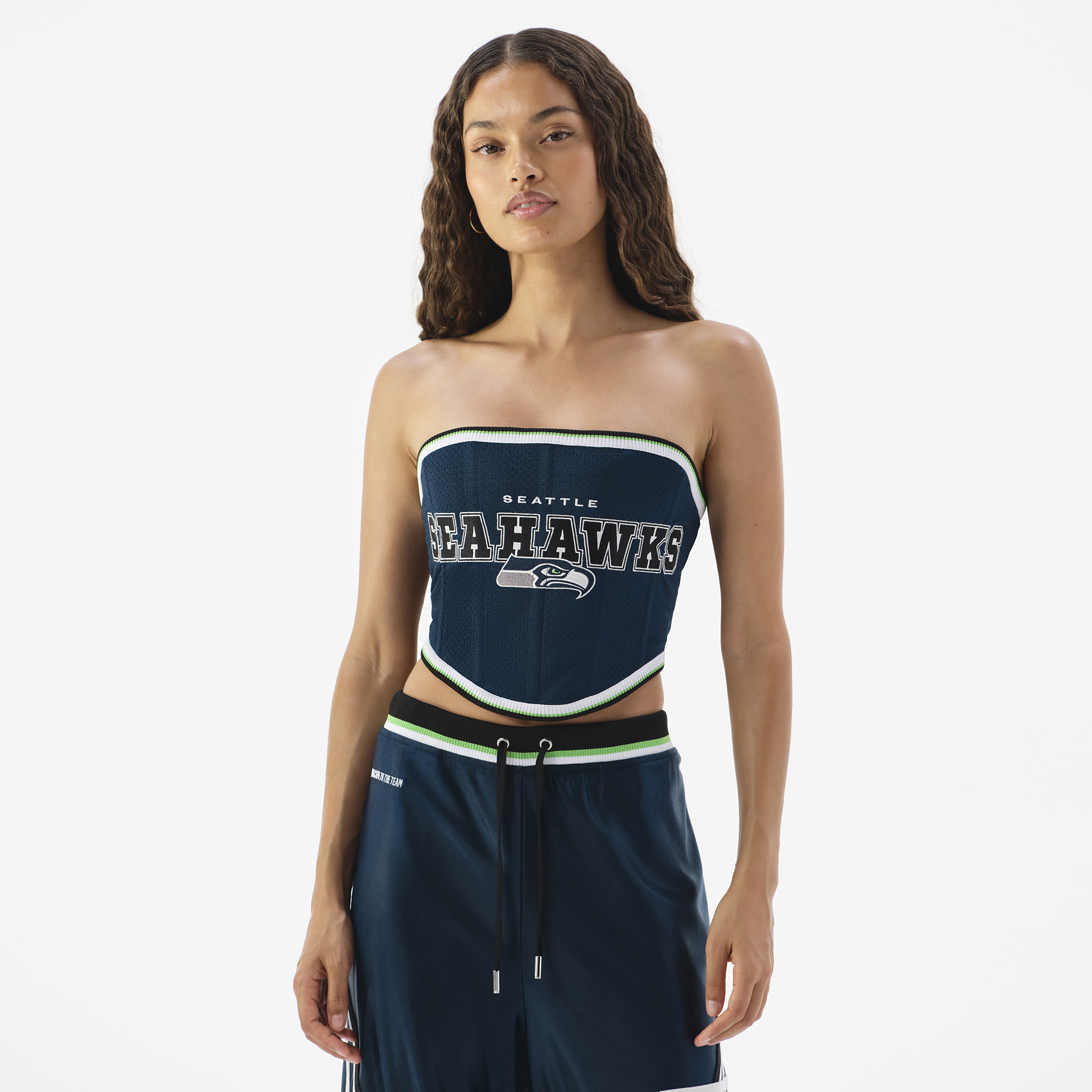 Women's College Navy Seattle Seahawks Shiny Strapless Corset