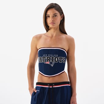 Women's Navy New England Patriots Shiny Strapless Corset