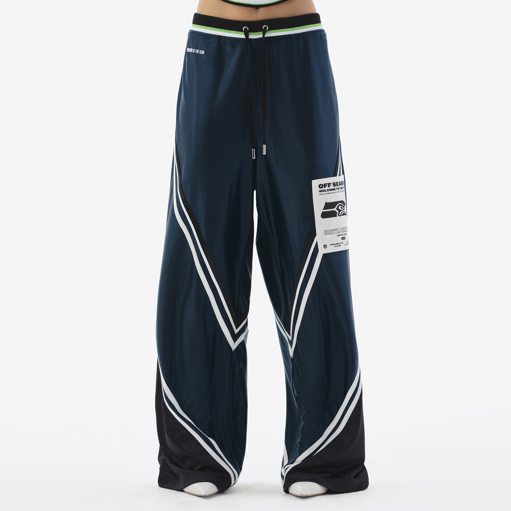 Women's College Navy Seattle Seahawks Shiny Chevron Track Pants