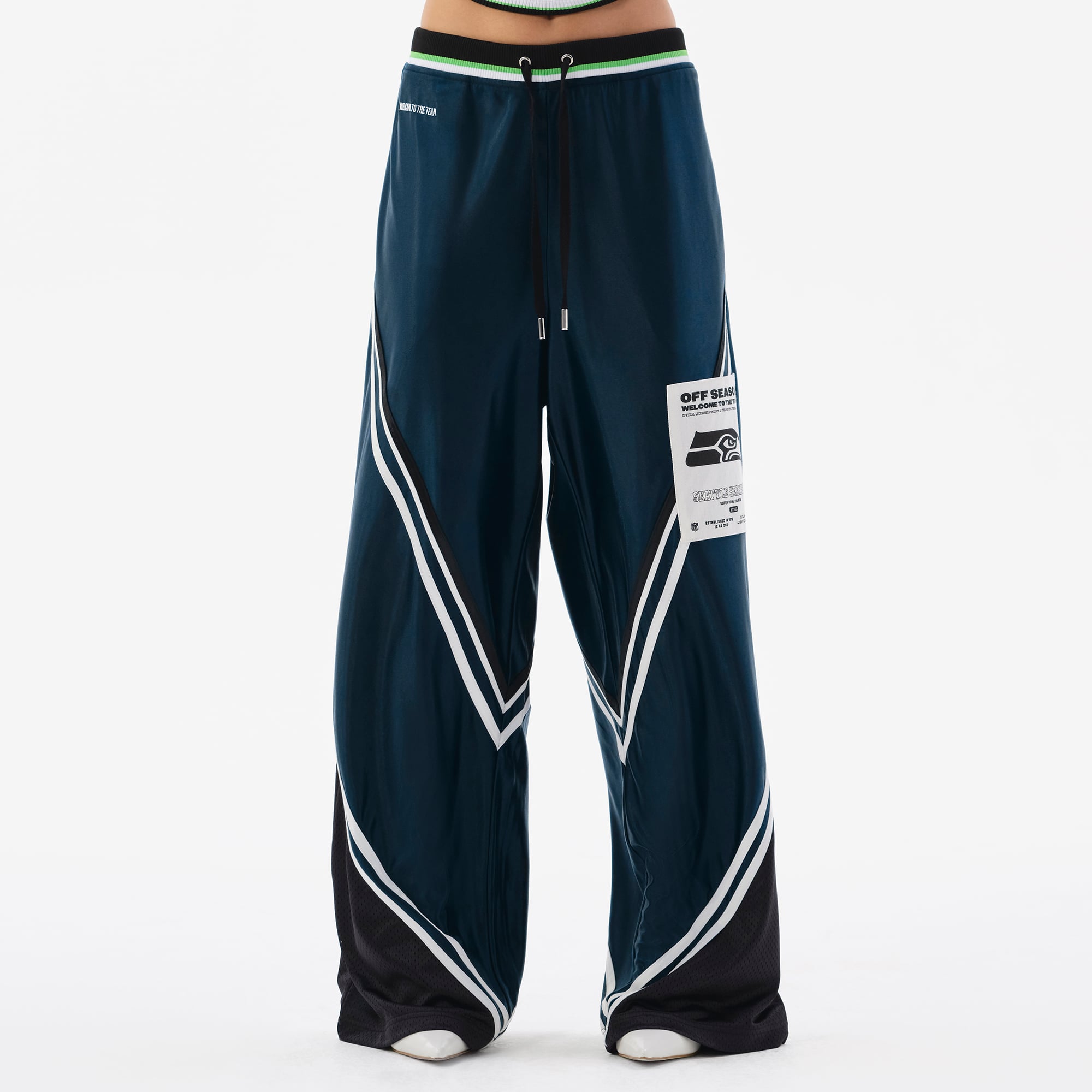 Pantalon de survêtement à chevrons brillants bleu marine Seattle Seahawks pour femmes