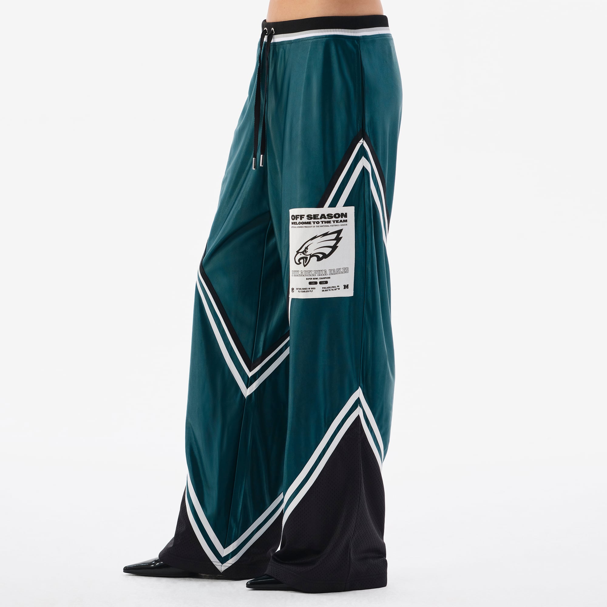 Pantalon de survêtement à chevrons brillants vert nuit pour femmes, Philadelphia Eagles