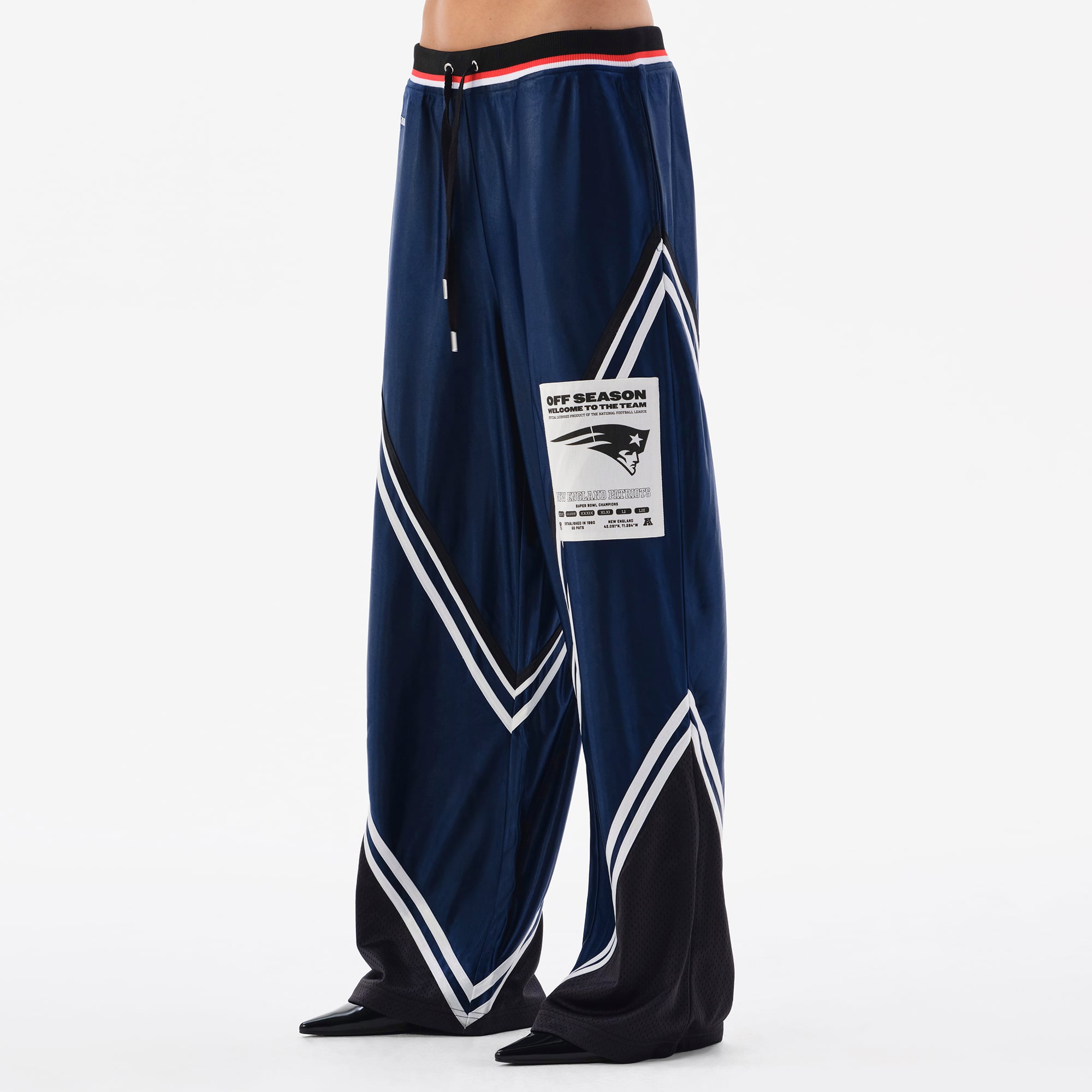Pantalon de survêtement à chevrons brillants bleu marine pour femmes, New England Patriots