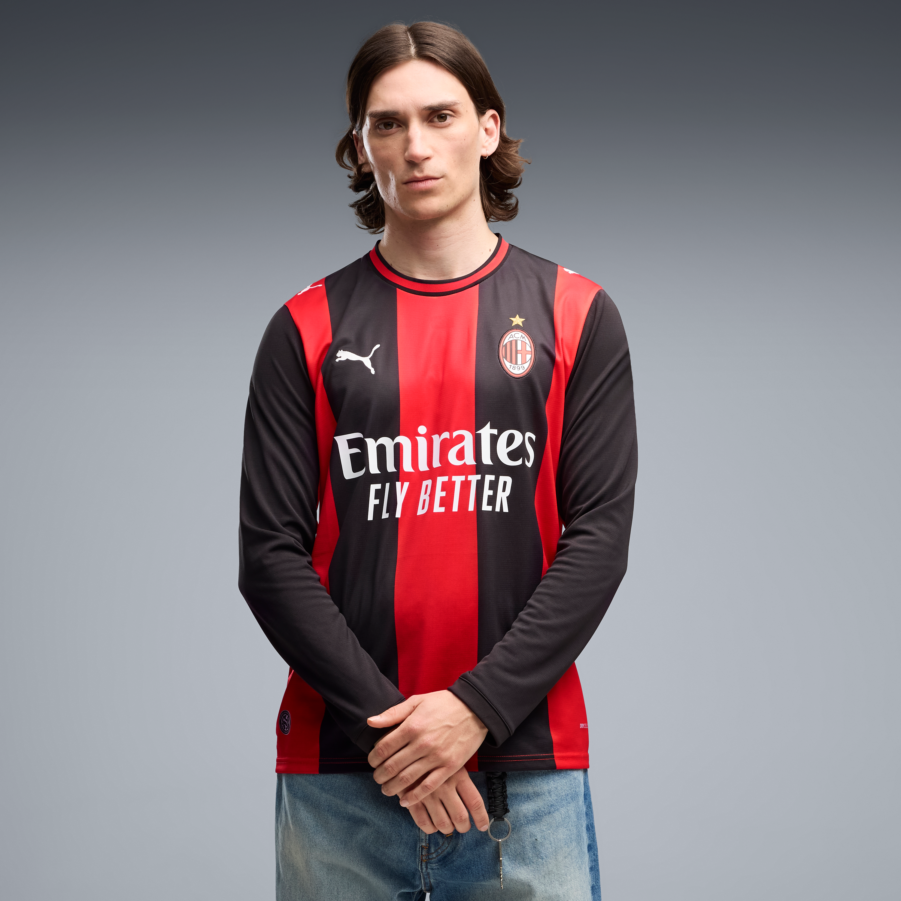 Men's Puma Black/Red AC Milan 2026/27 Home Replica Long Sleeve Jersey