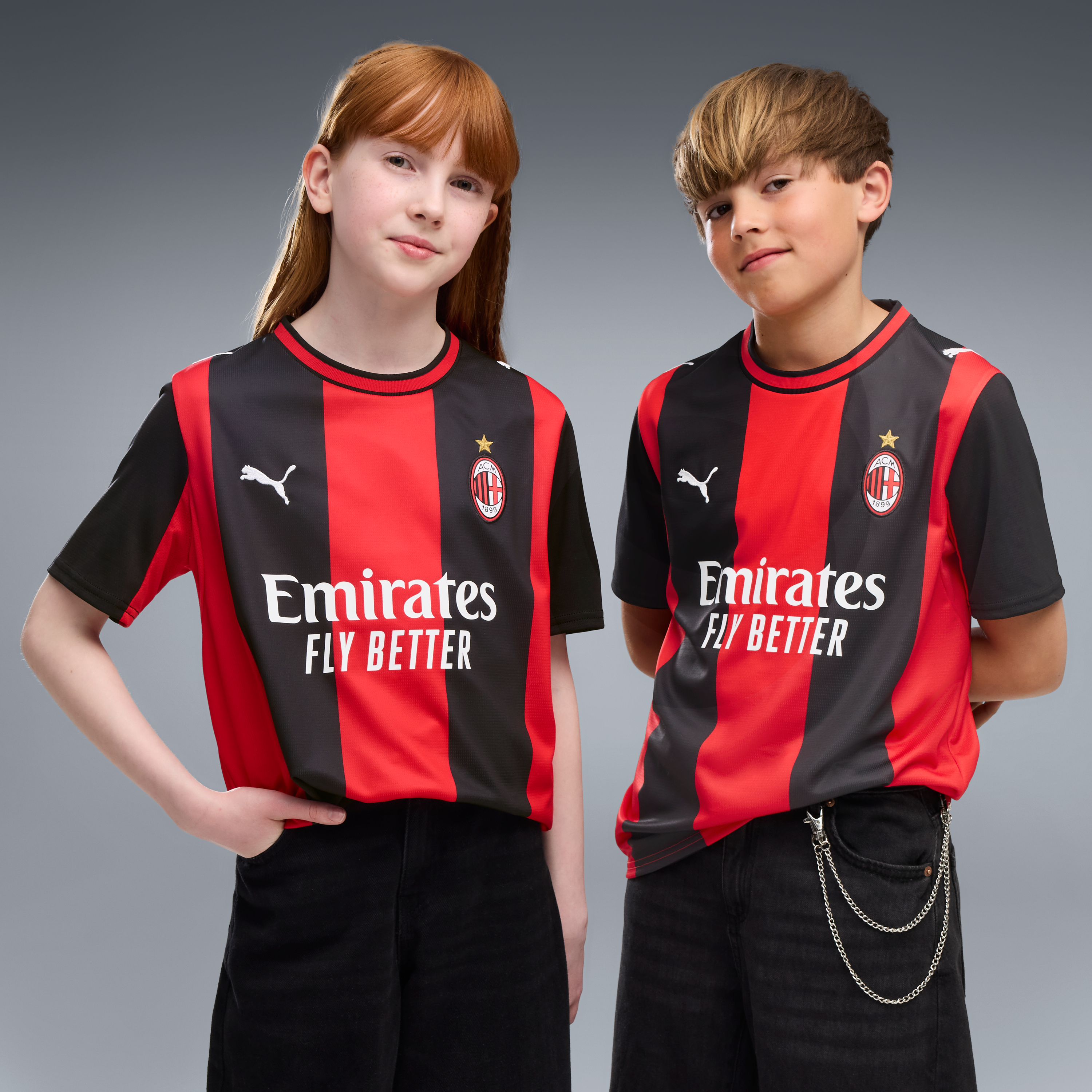Youth Puma Black/Red AC Milan 2026/27 Home Replica Jersey