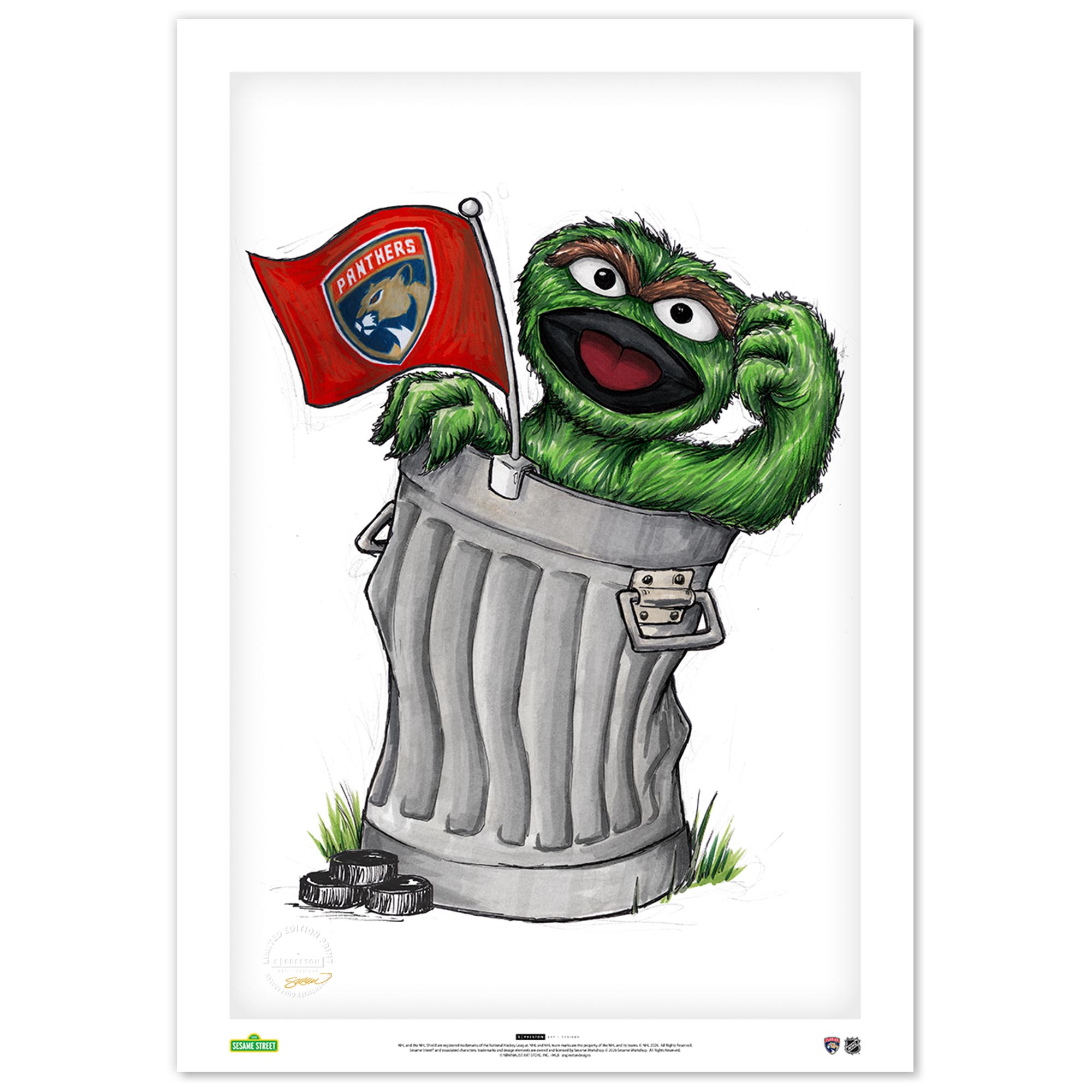 Oscar the Grouch Florida Panthers 24" x 36" Sesame Street Limited Edition Fine Art Print