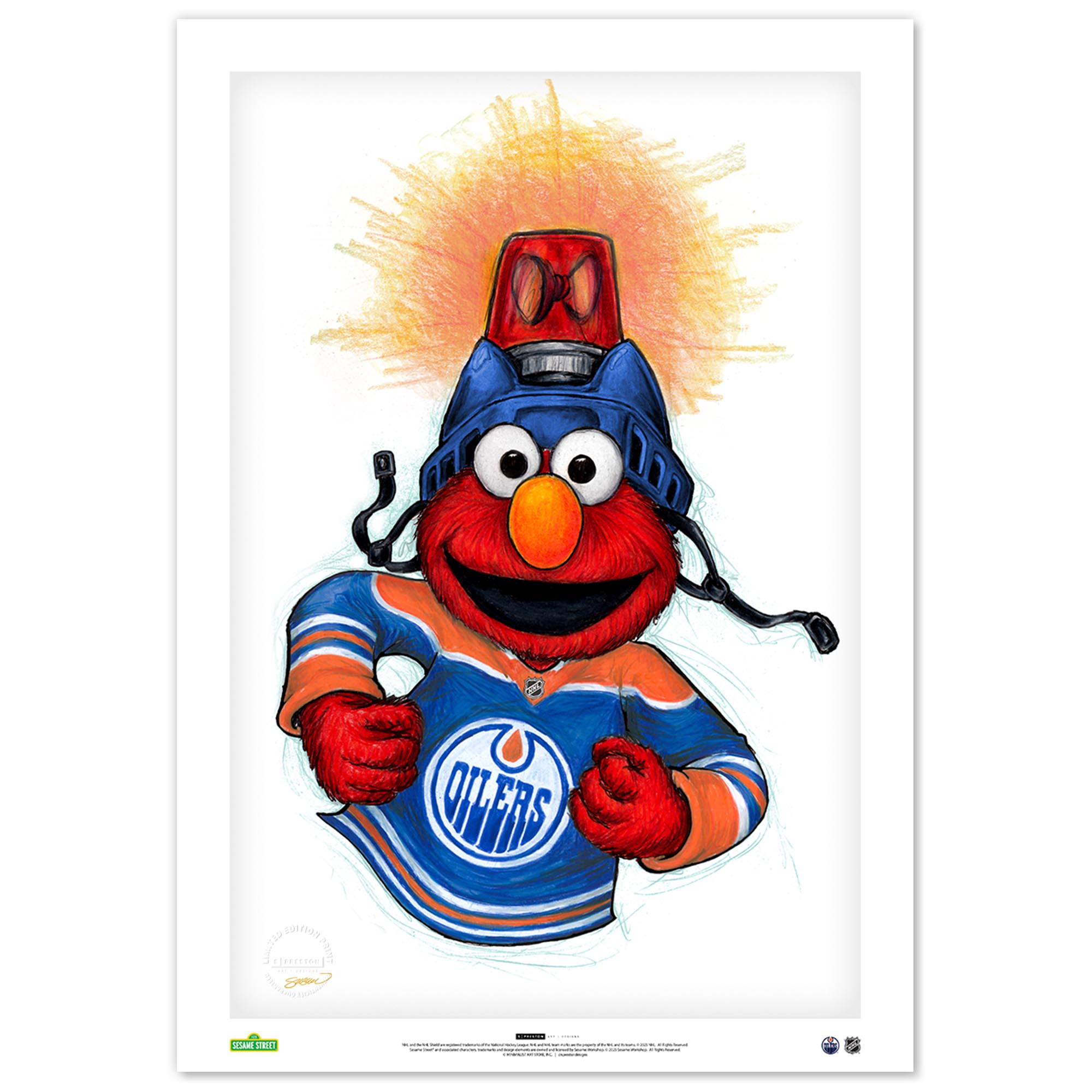 Elmo Edmonton Oilers 14" x 20" Sesame Street Limited Edition Fine Art Print