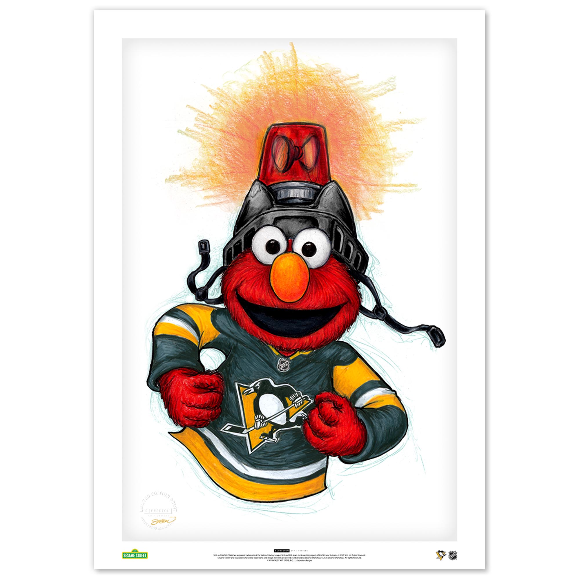 Elmo Pittsburgh Penguins 14" x 20" Sesame Street Limited Edition Fine Art Print