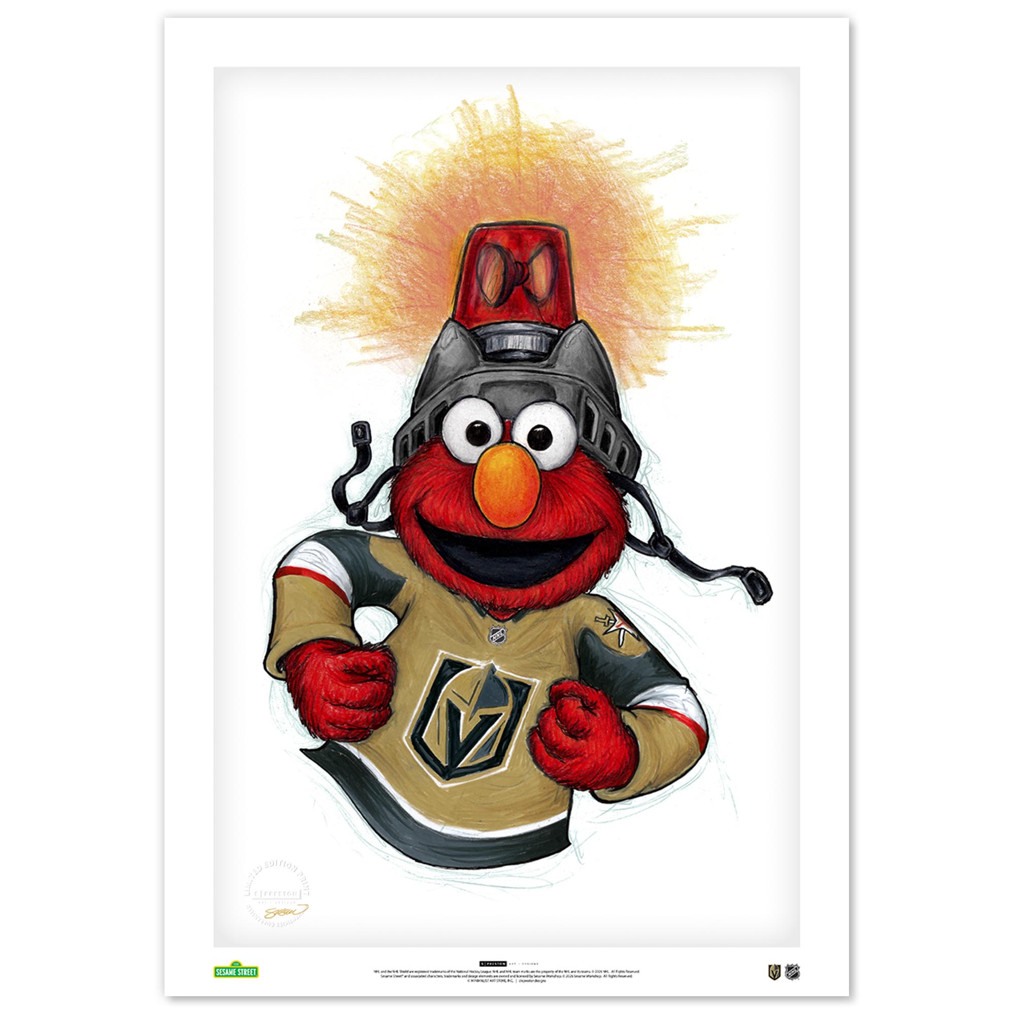 Elmo Vegas Golden Knights 14" x 20" Sesame Street Limited Edition Fine Art Print