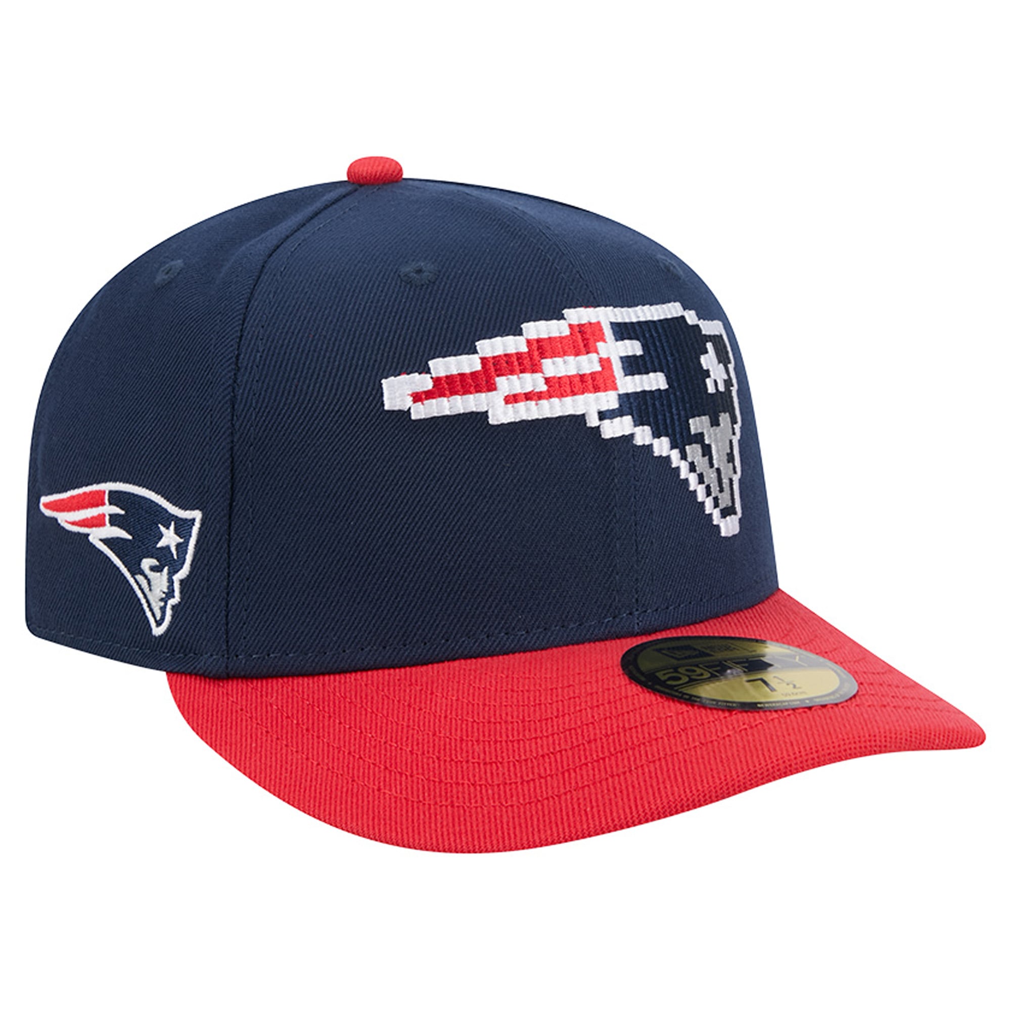 Men’s New Era Navy/Red New England Patriots Pixel Curved 59FIFTY Fitted Hat Men’s New Era Navy/Red New England Patriots Pixel Curved 59FIFTY Fitted Hat