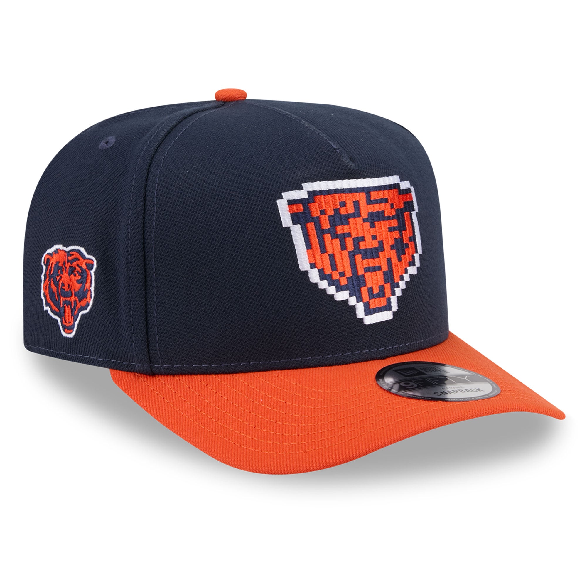 Men's New Era Navy Chicago Bears Pixel A-Frame 9FIFTY Snapback Hat