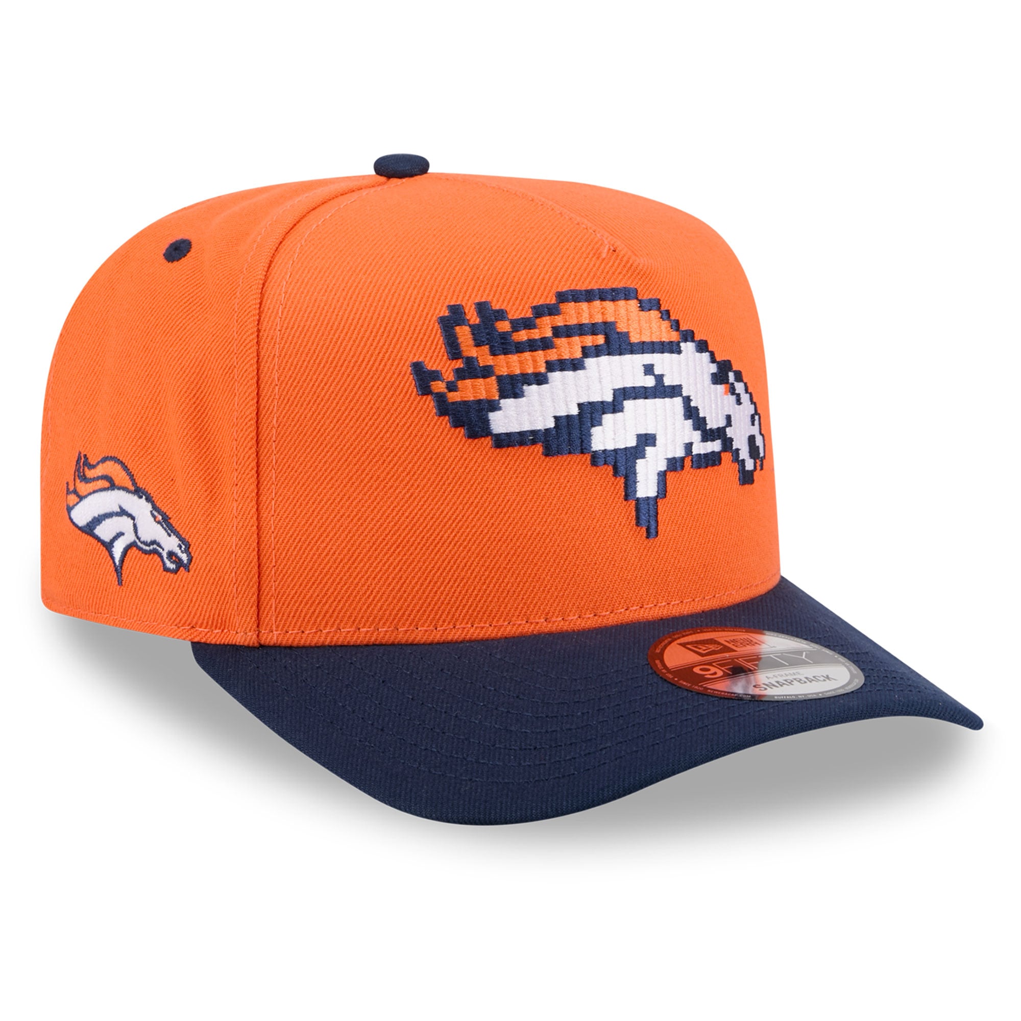 Men's New Era Orange Denver Broncos Pixel A-Frame 9FIFTY Snapback Hat