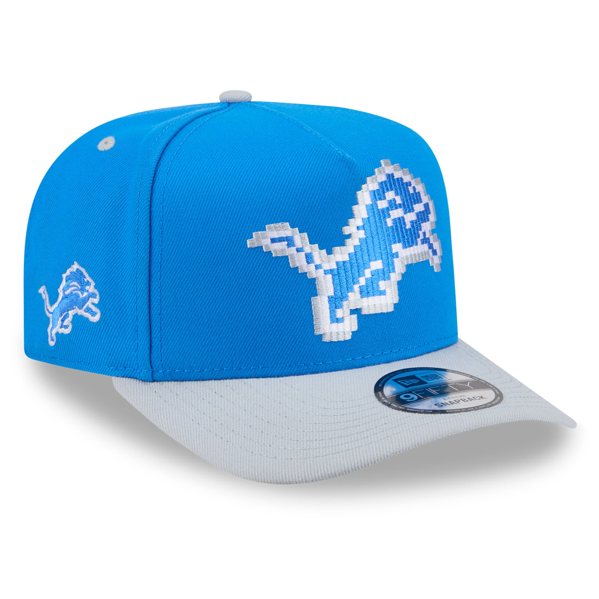 Men's New Era Blue Detroit Lions Pixel A-Frame 9FIFTY Snapback Hat