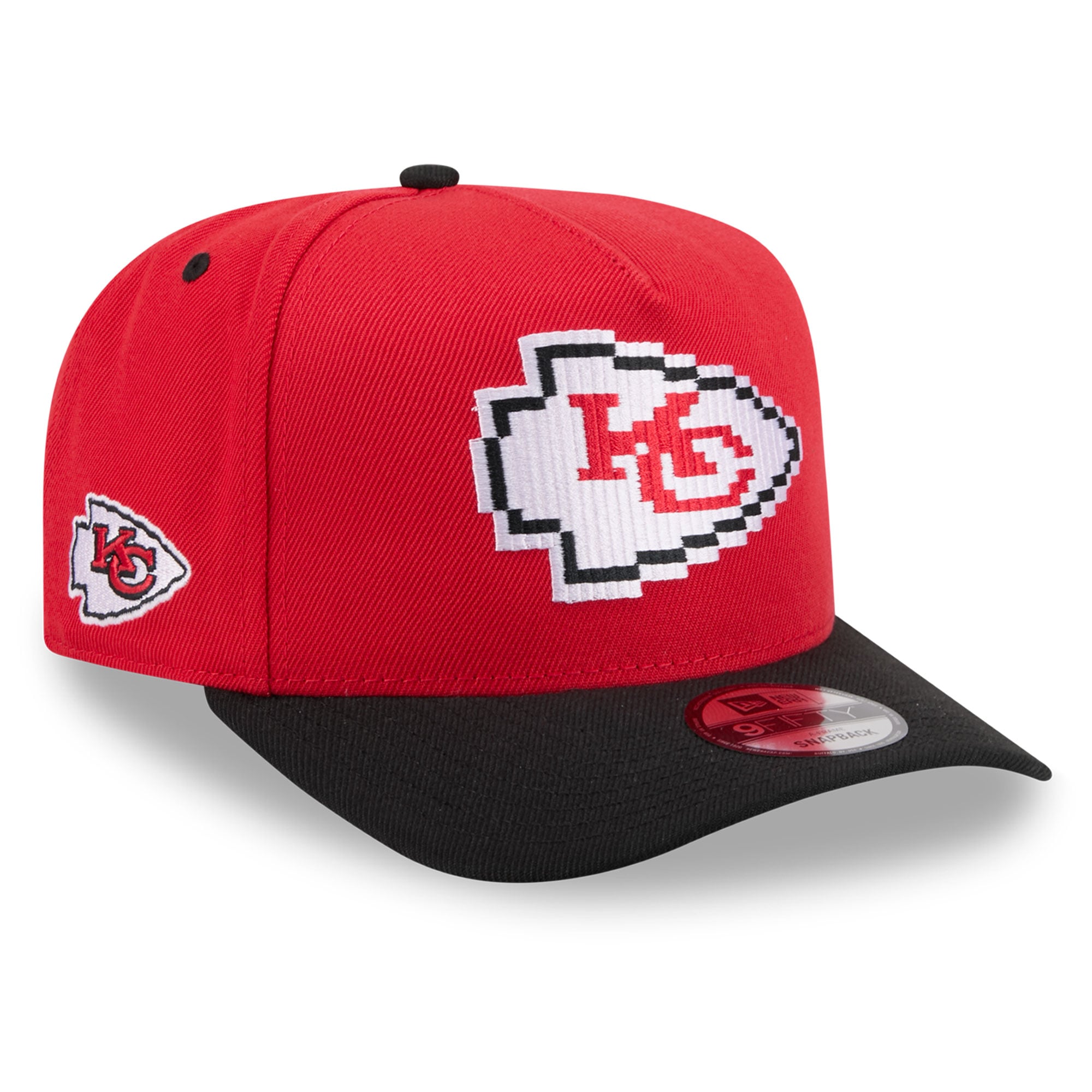 Men's New Era Red Kansas City Chiefs Pixel A-Frame 9FIFTY Snapback Hat