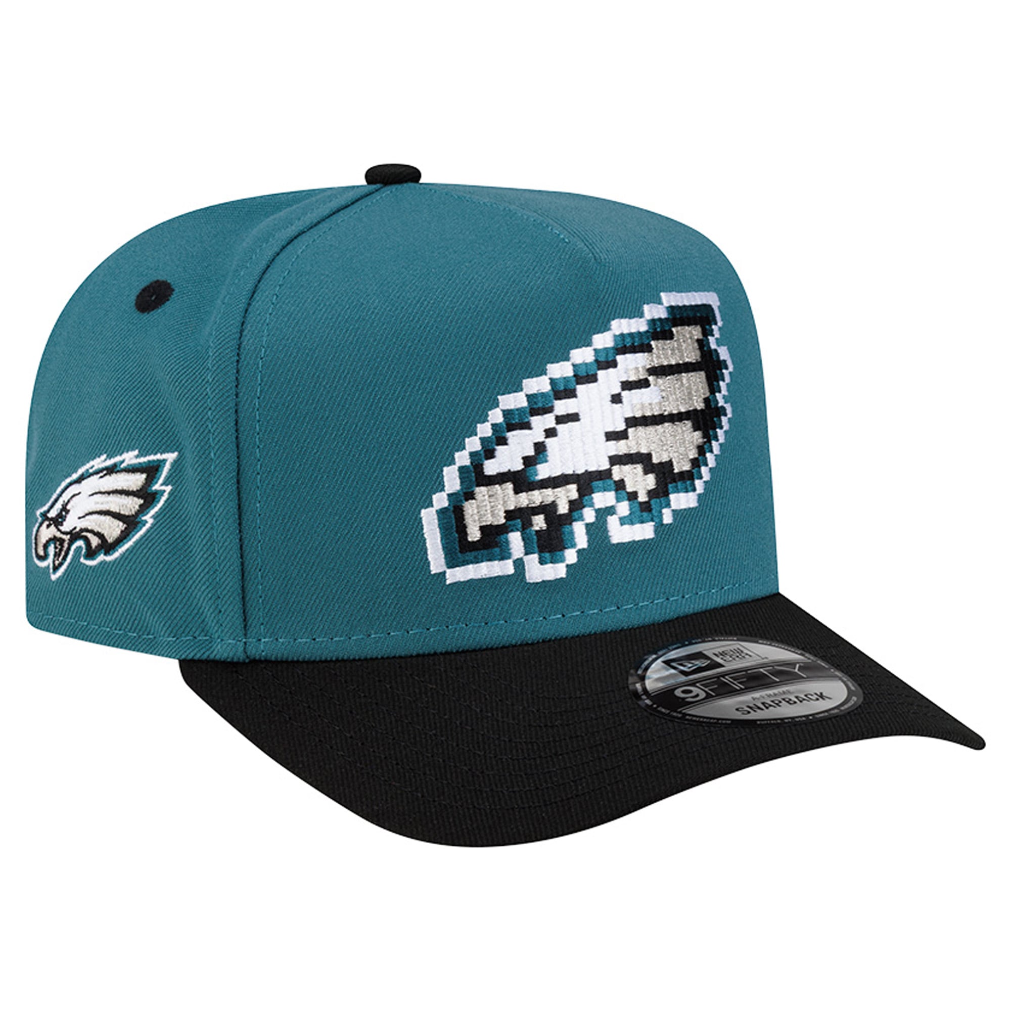 Men's New Era Midnight Green/Black Philadelphia Eagles Pixel A-Frame 9FIFTY Snapback Hat