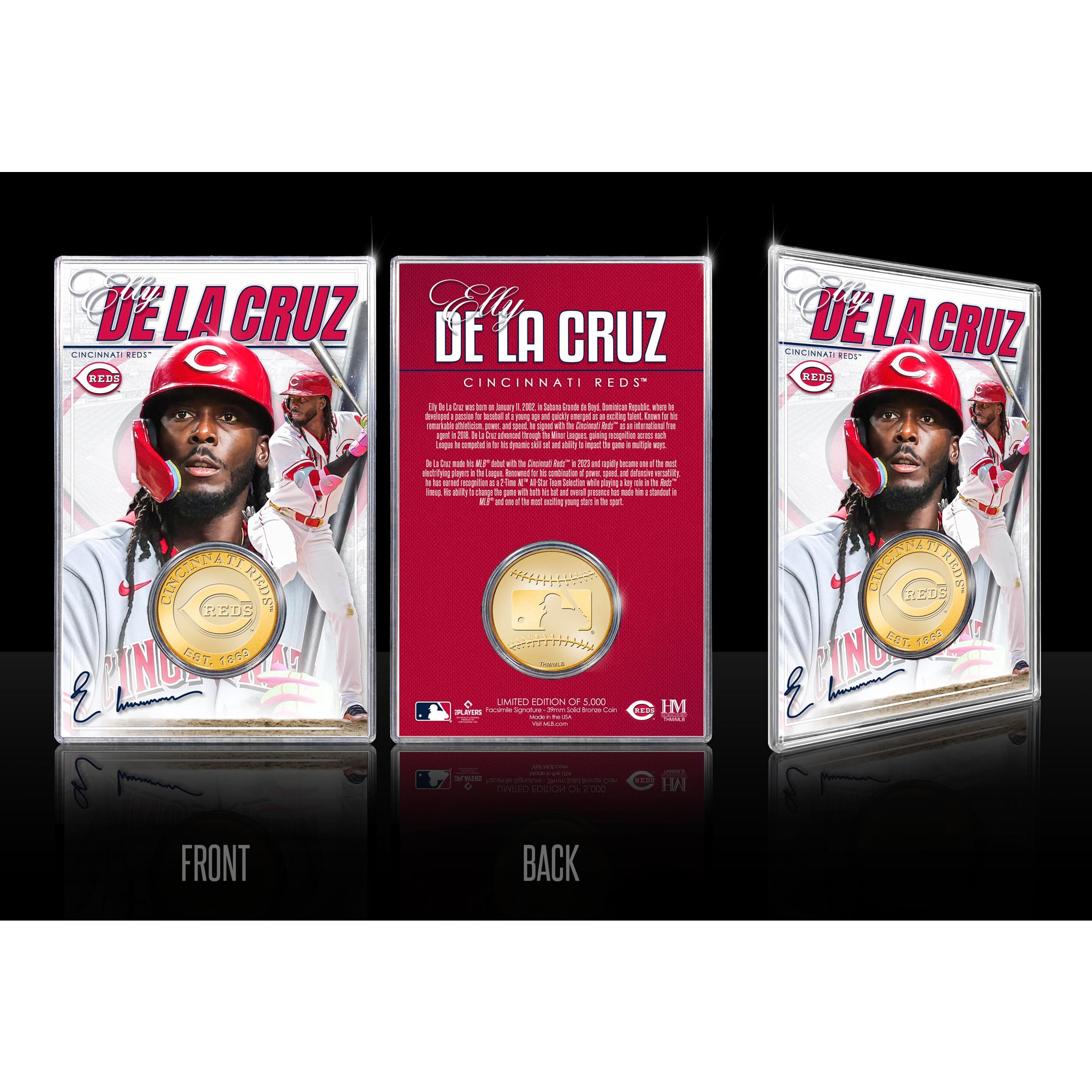 Highland Mint Elly De La Cruz Cincinnati Reds Limited Edition Bronze Coin Card with Acrylic Holder