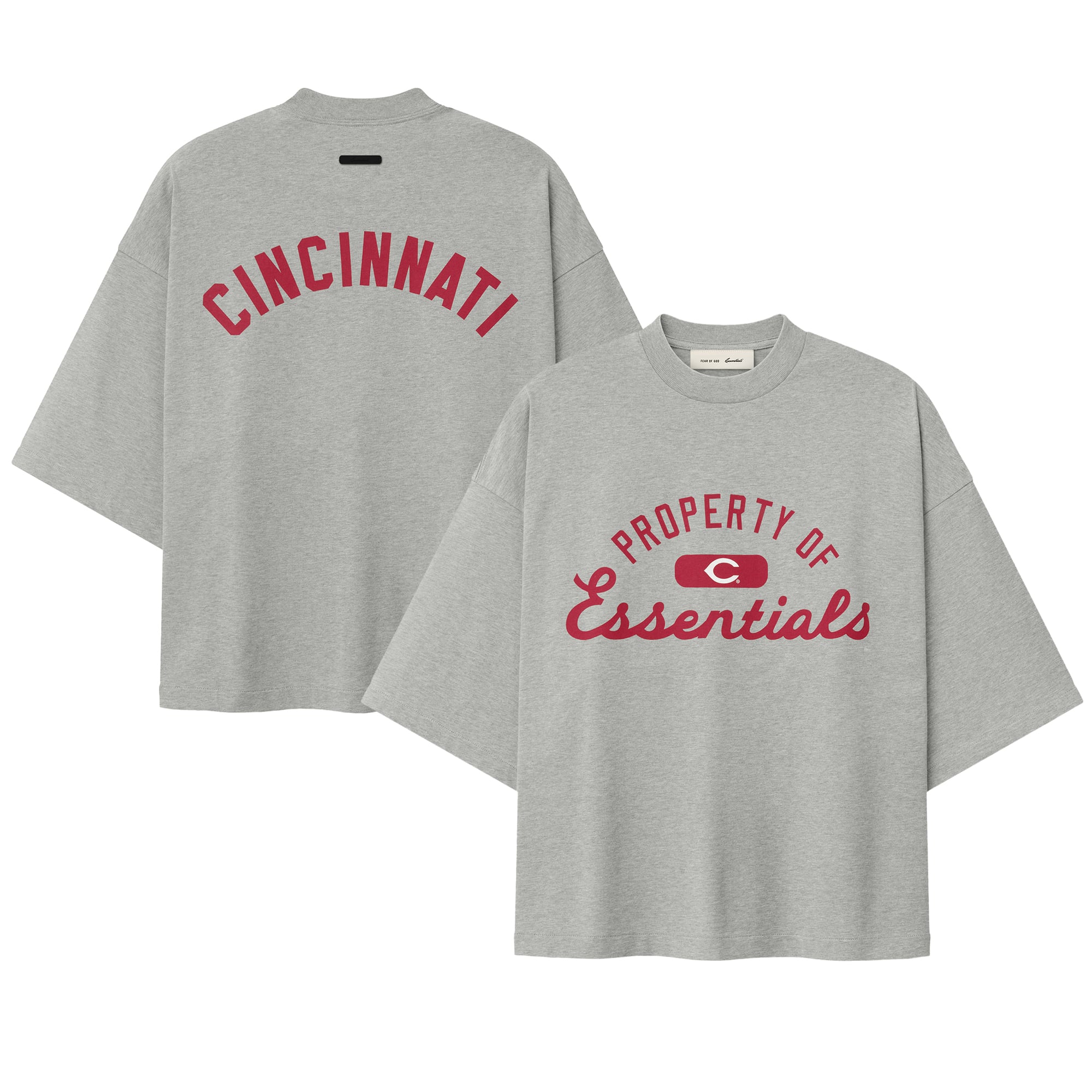 Unisex Fear of God x MLB  Heather Gray Cincinnati Reds Merch T-Shirt