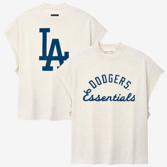 Men's Fear of God x MLB Oatmeal Los Angeles Dodgers Franklin 90s Cutoff T-Shirt