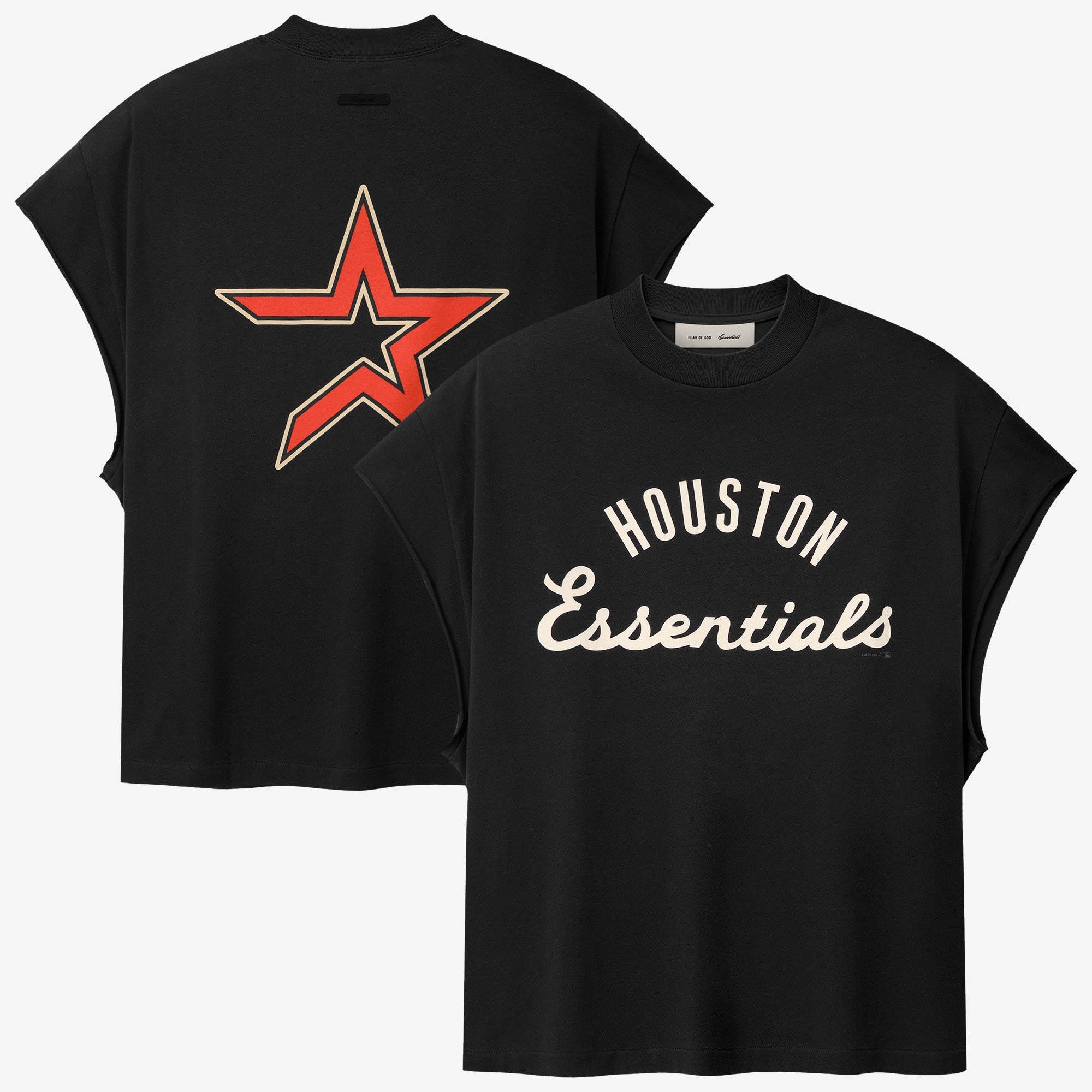 Men's Fear of God x MLB Black Houston Astros Franklin 90s Cutoff T-Shirt