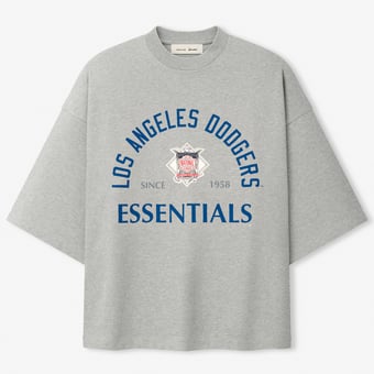 Unisex Fear of God x MLB Heather Gray Los Angeles Dodgers Merch T-Shirt