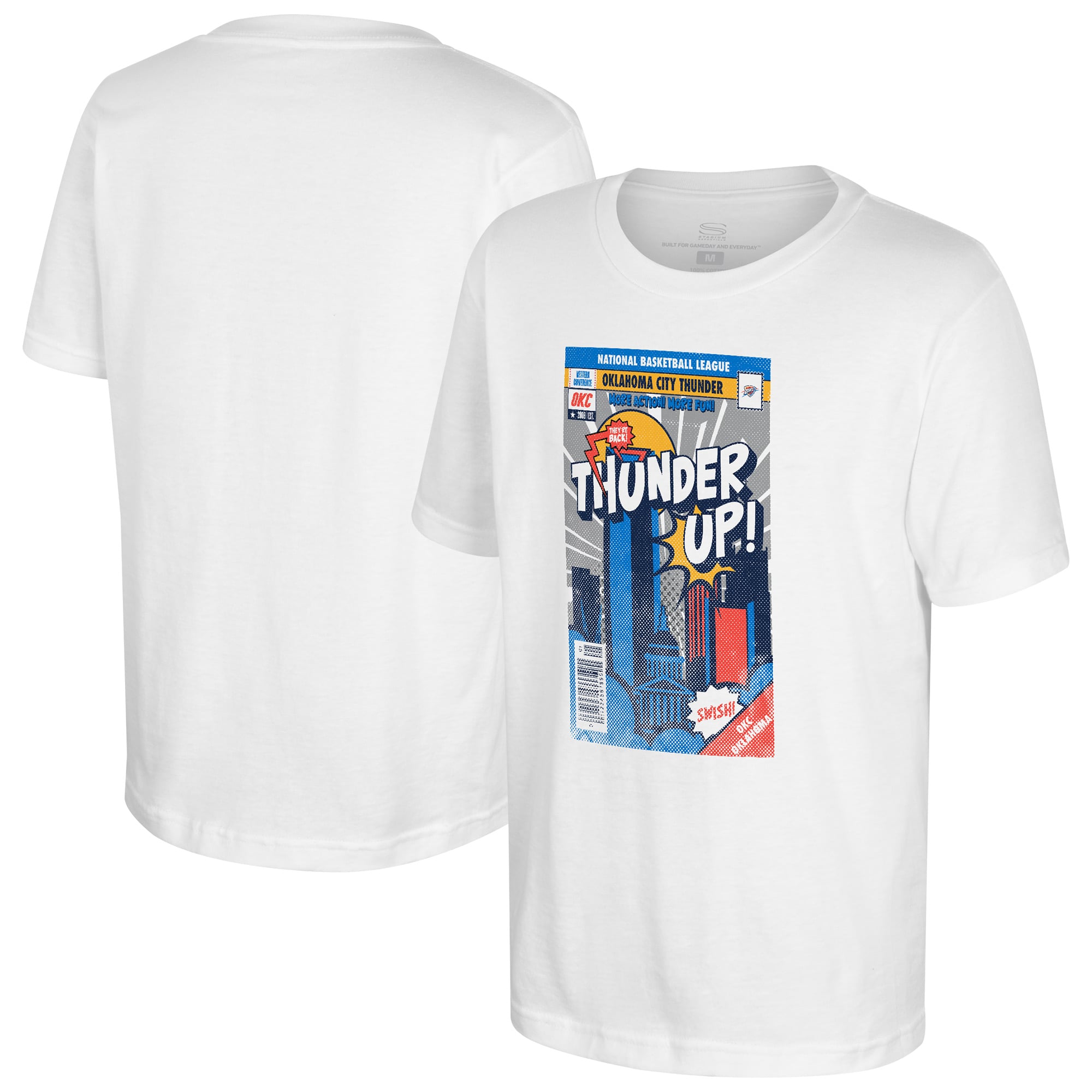 Youth Stadium Essentials White Oklahoma City Thunder Comic Book Cover T-Shirt