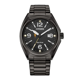 Men's Citizen Watch Black Arizona State Sun Devils Eco-Drive Sport Casual Stainless Steel Black Dial Bracelet Watch