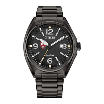 Men's Citizen Watch Black Harvard Crimson Eco-Drive Sport Casual Stainless Steel Black Dial Bracelet Watch
