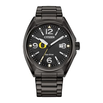Men's Citizen Watch Black Oregon Ducks Eco-Drive Sport Casual Stainless Steel Black Dial Bracelet Watch