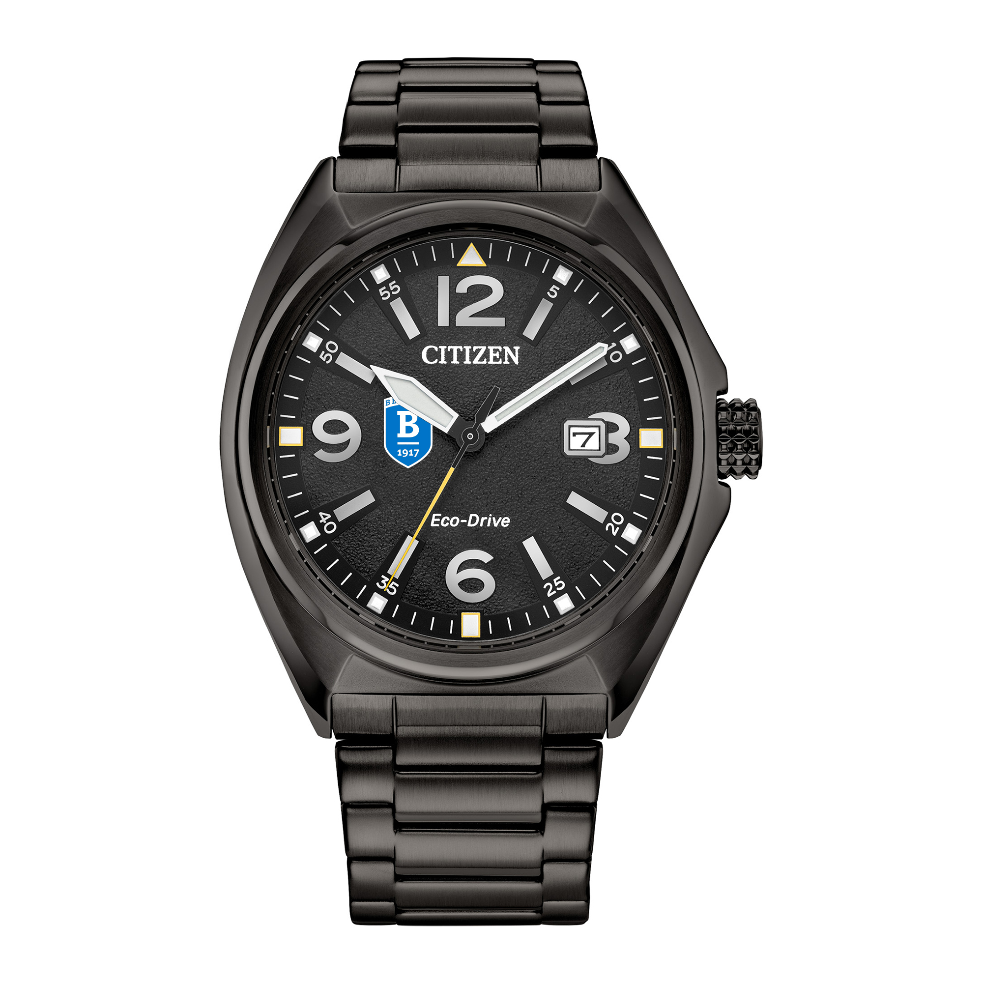 Men's Citizen Watch Black Bentley Falcons Eco-Drive Sport Casual Stainless Steel Black Dial Bracelet Watch
