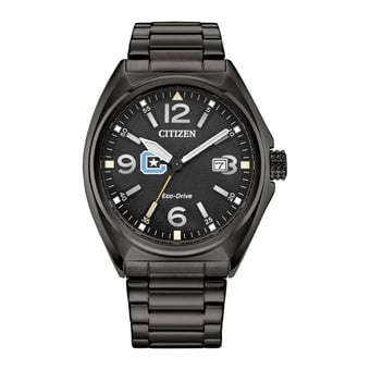 Men's Citizen Watch Black Citadel Bulldogs Eco-Drive Sport Casual Stainless Steel Black Dial Bracelet Watch