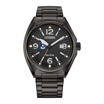 Men's Citizen Watch Black Creighton Bluejays Eco-Drive Sport Casual Stainless Steel Black Dial Bracelet Watch