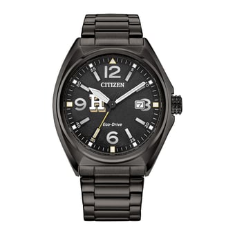 Men's Citizen Watch Black Hamilton Continentals Eco-Drive Sport Casual Stainless Steel Black Dial Bracelet Watch