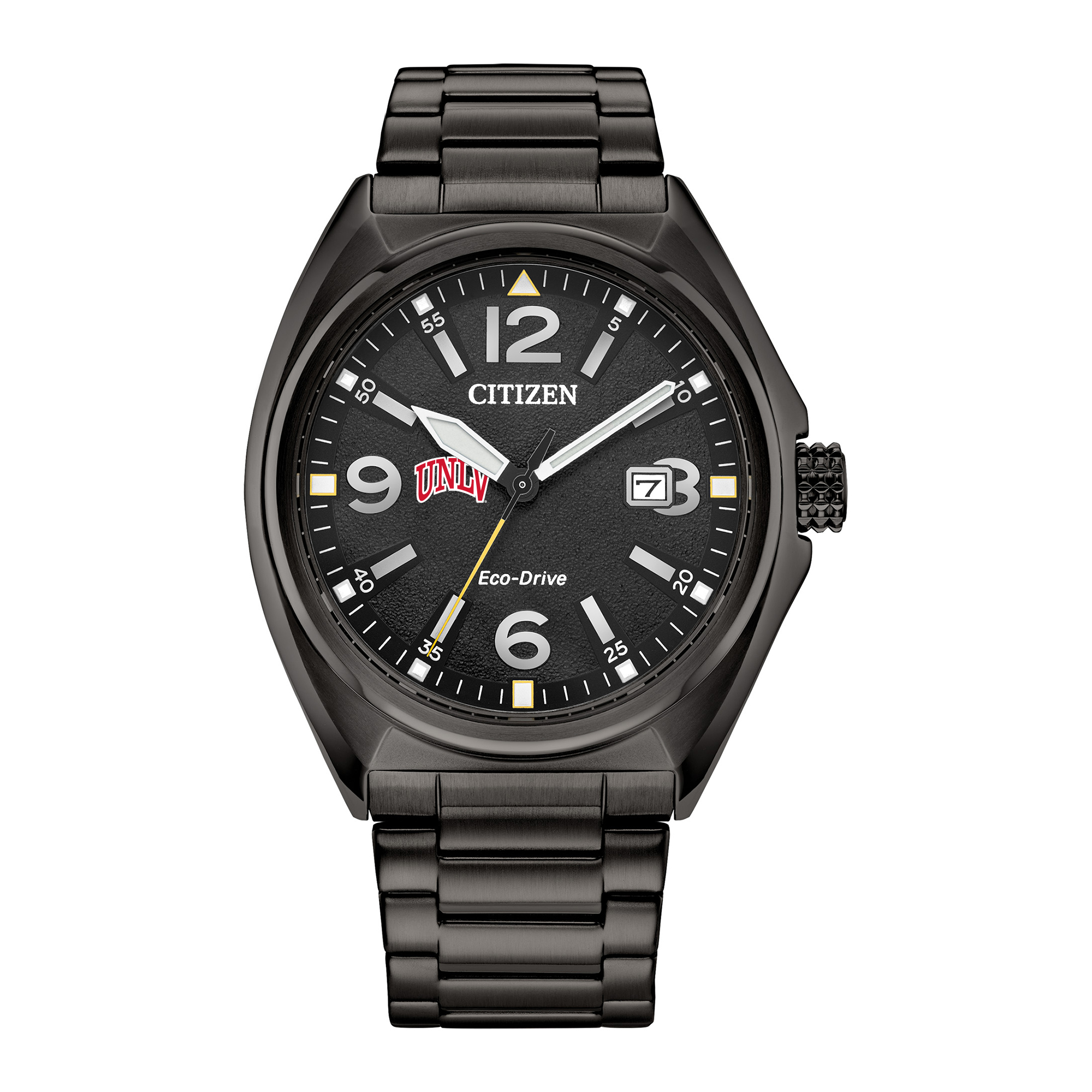 Men's Citizen Watch Black UNLV Rebels Eco-Drive Sport Casual Stainless Steel Black Dial Bracelet Watch