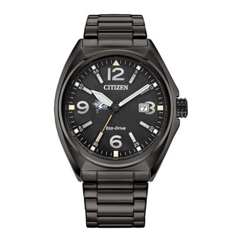 Men's Citizen Watch Black New Hampshire Wildcats Eco-Drive Sport Casual Stainless Steel Black Dial Bracelet Watch