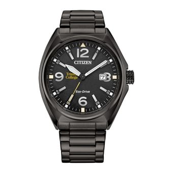 Men's Citizen Watch Black Trinity Bantams Eco-Drive Sport Casual Stainless Steel Black Dial Bracelet Watch