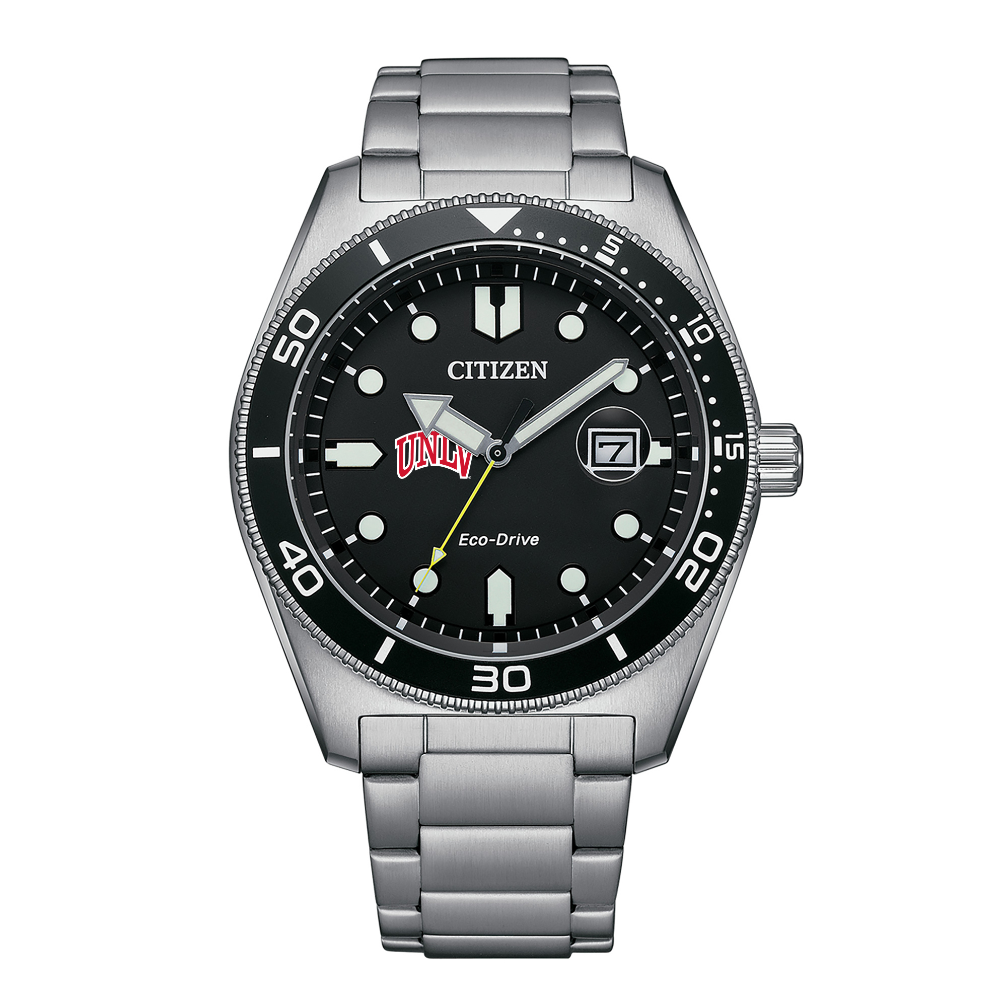 Men's Citizen Watch Silver UNLV Rebels Eco-Drive Sport Casual Stainless Black Dial Steel Watch