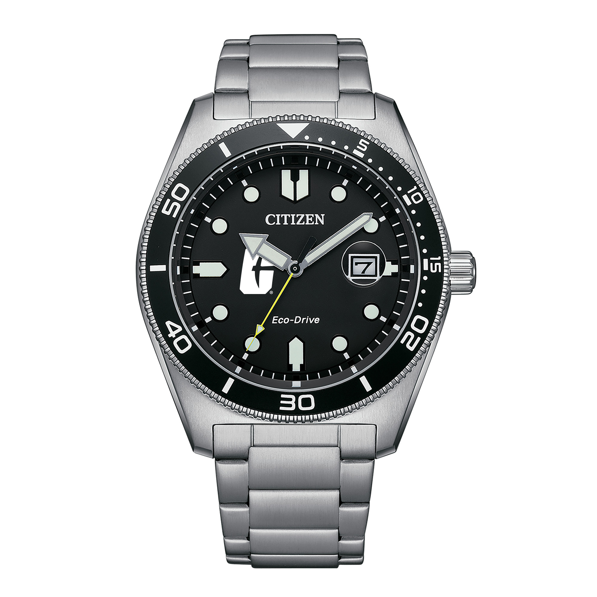 Men's Citizen Watch Silver Charlotte 49ers Eco-Drive Sport Casual Stainless Black Dial Steel Watch