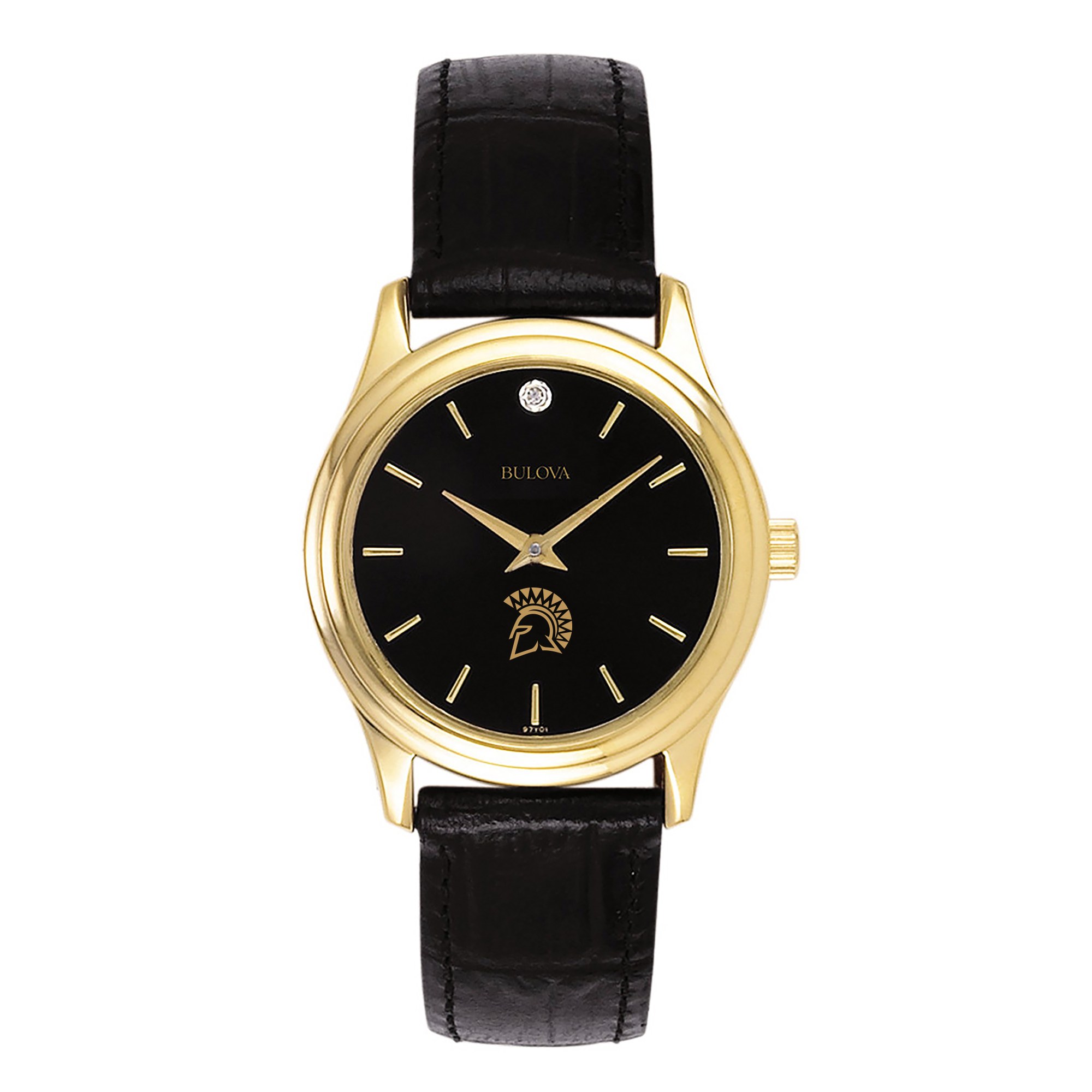 Women's Bulova Gold San Jose State Spartans Leather Strap Watch with Diamond Black Dial