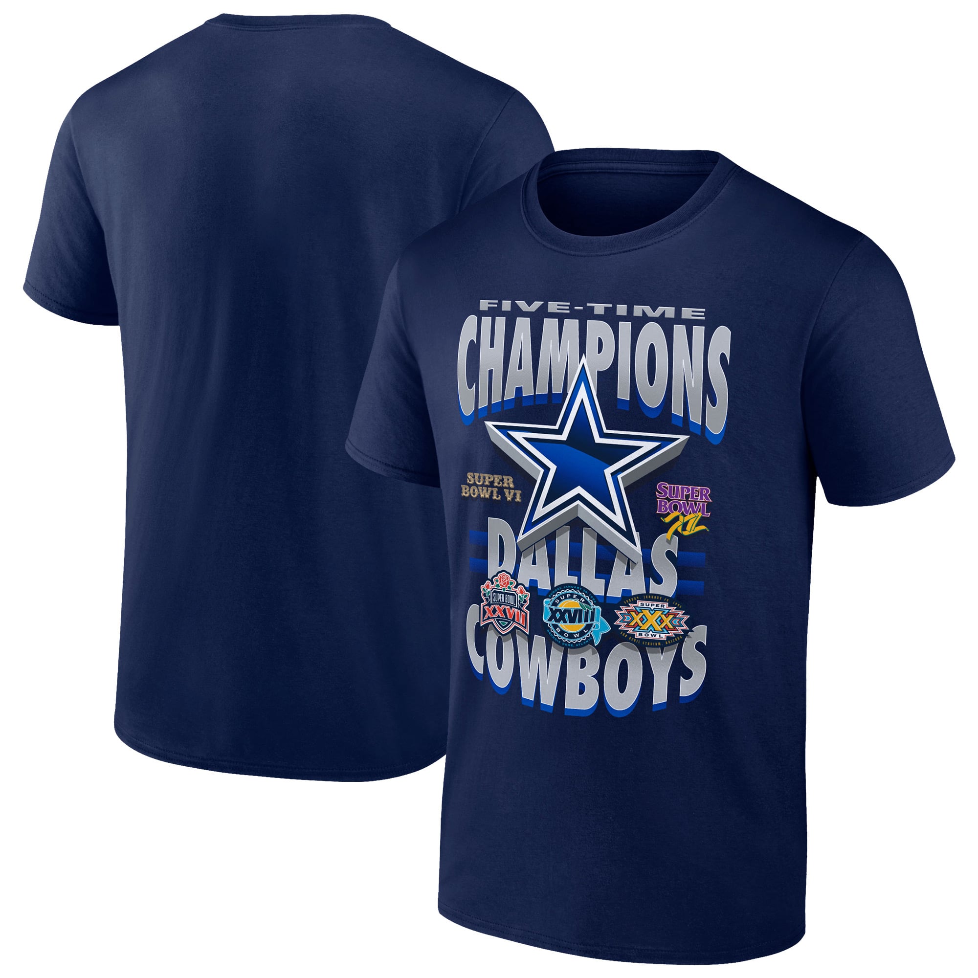 Men’s Navy Dallas Cowboys Five-Time Super Bowl Champions T-Shirt Men’s Navy Dallas Cowboys Five-Time Super Bowl Champions T-Shirt